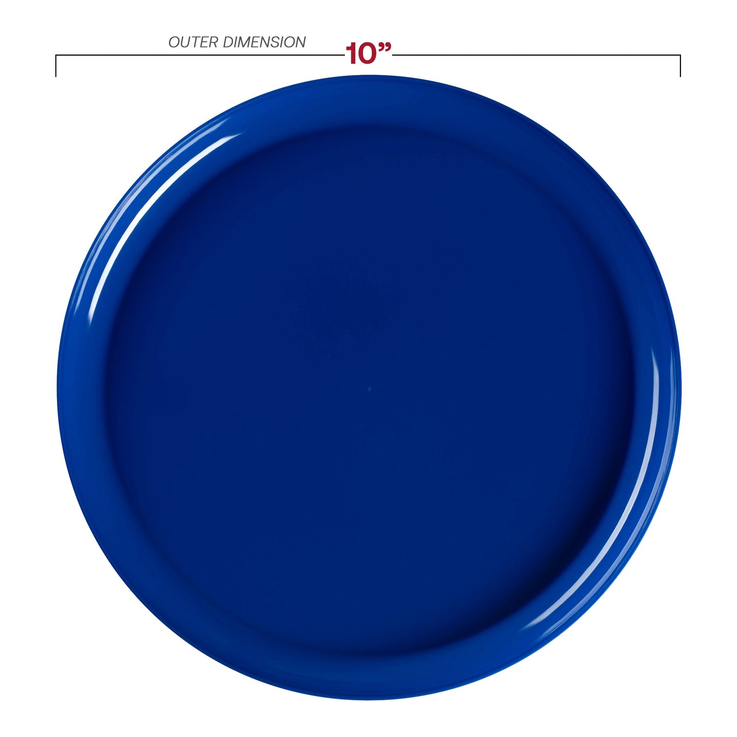 10-inch solid blue disposable dinner plates with a modern flat round design