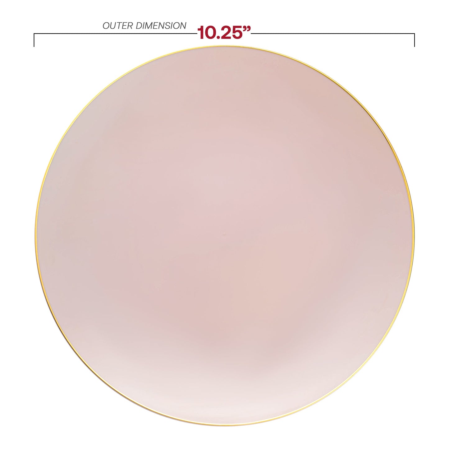 10.25-inch pink round dinner plates made of plastic, featuring a stylish gold organic motif