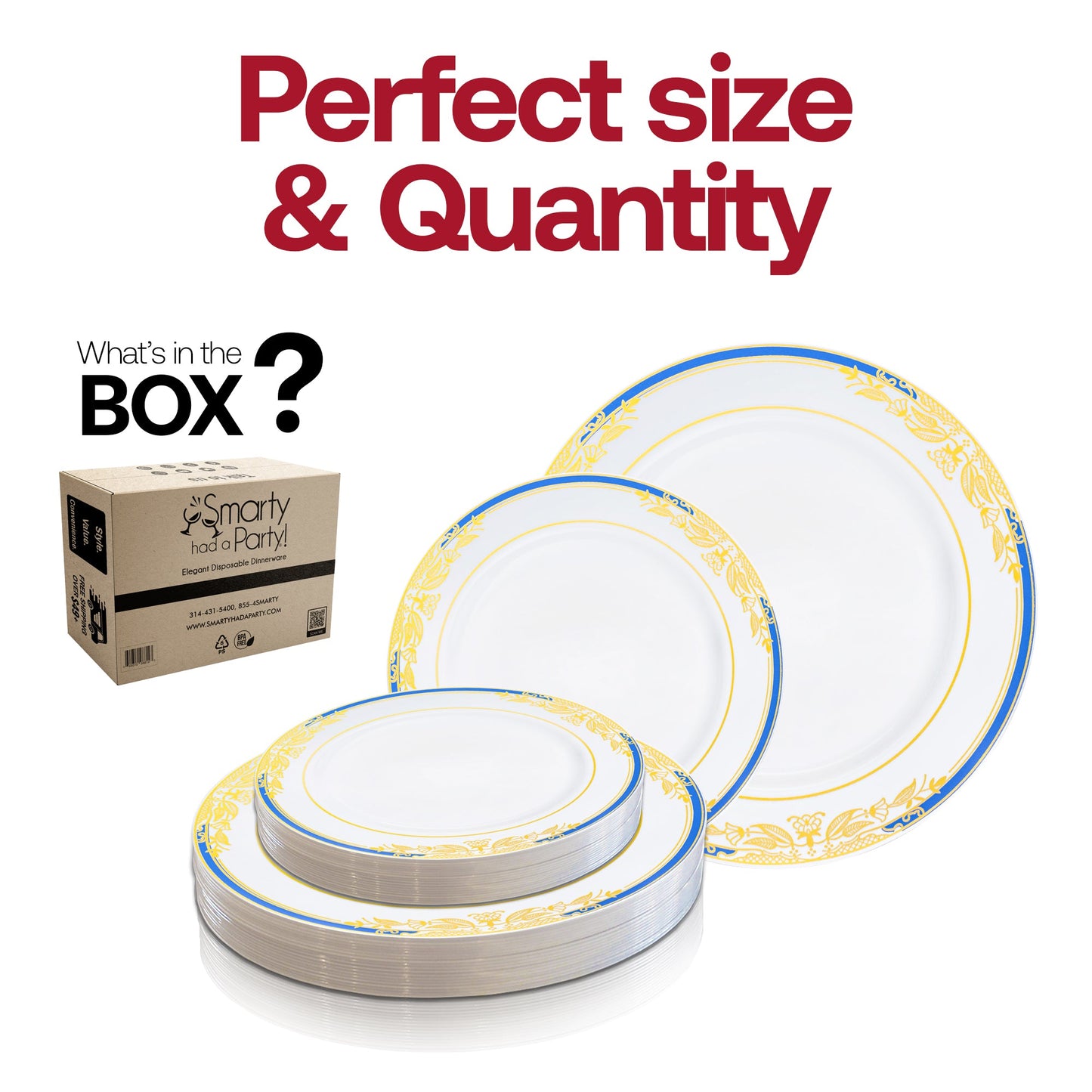 10.25-inch round dinner plate featuring blue and gold rim accents, ideal for presenting main courses