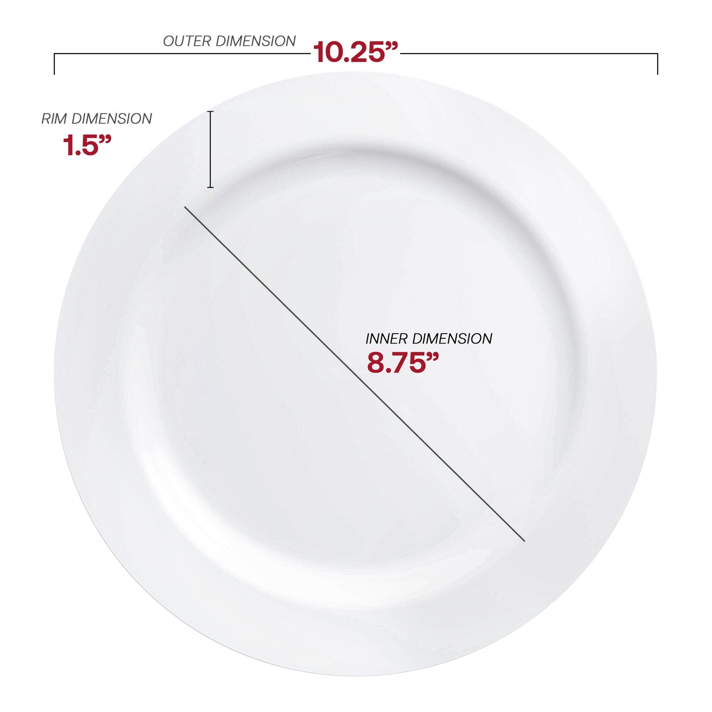 10.25-inch round white plastic dinner plates