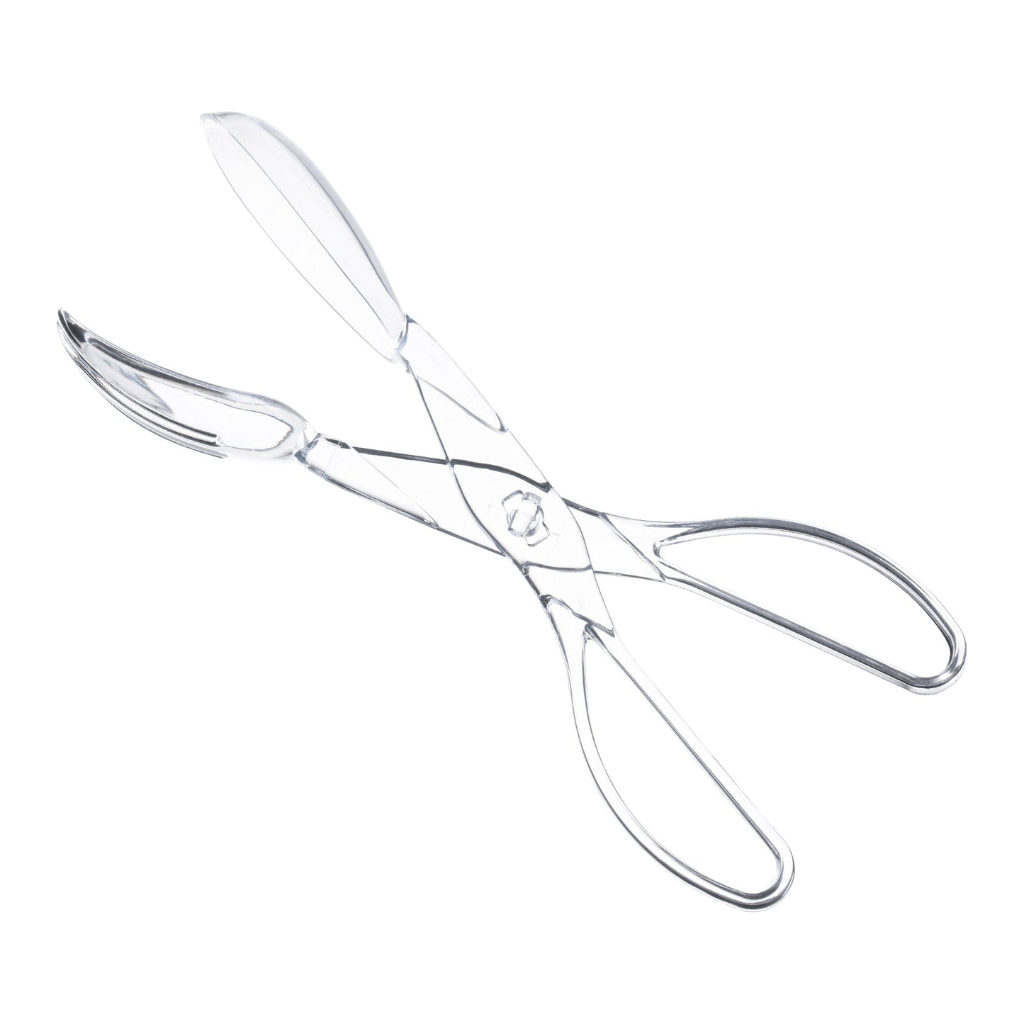 11.25-inch clear disposable plastic salad scissor tongs, perfect for serving salads, pasta, and more with ease