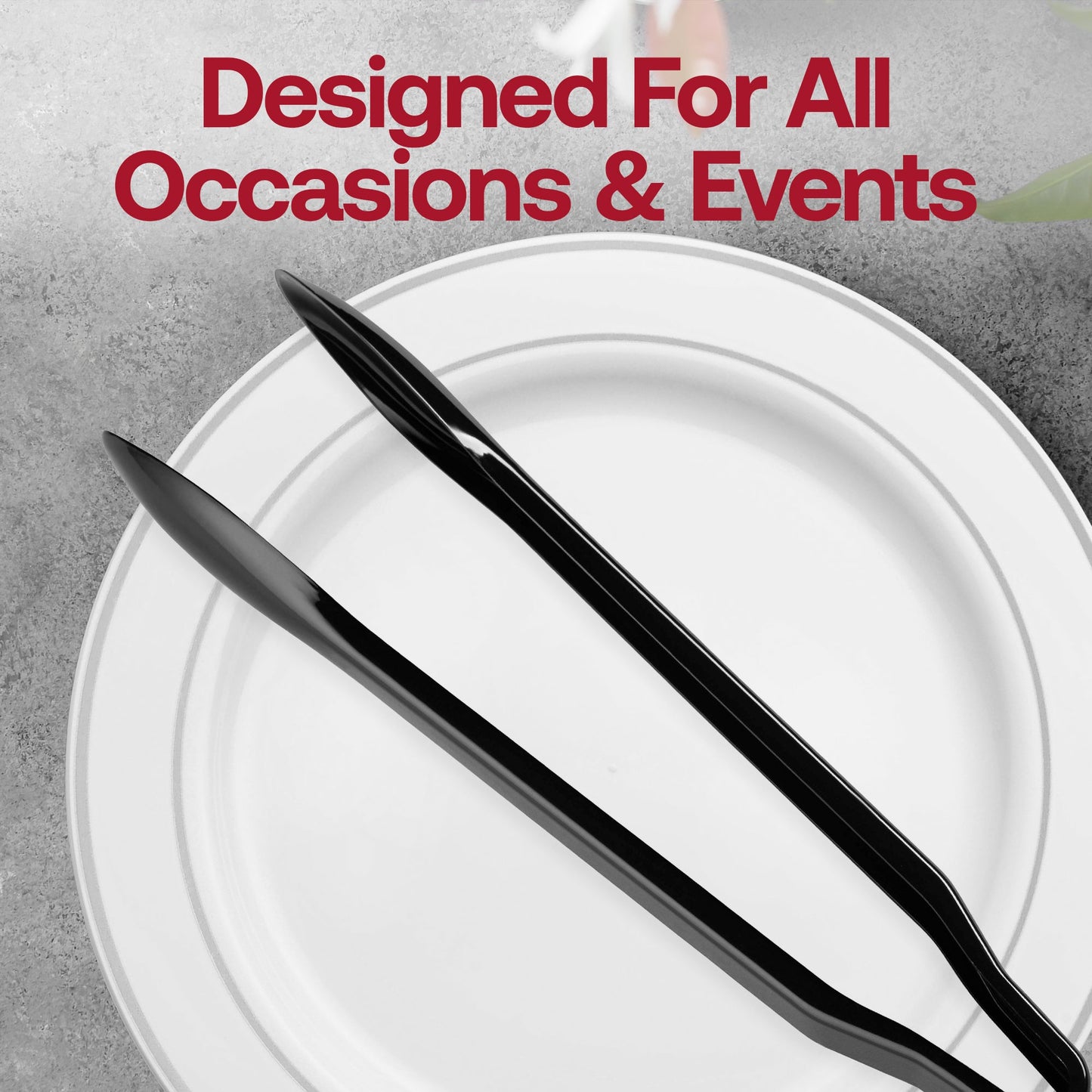 12-inch black disposable plastic serving tongs, SKU 4542-B, perfect for easy food service at any occasion