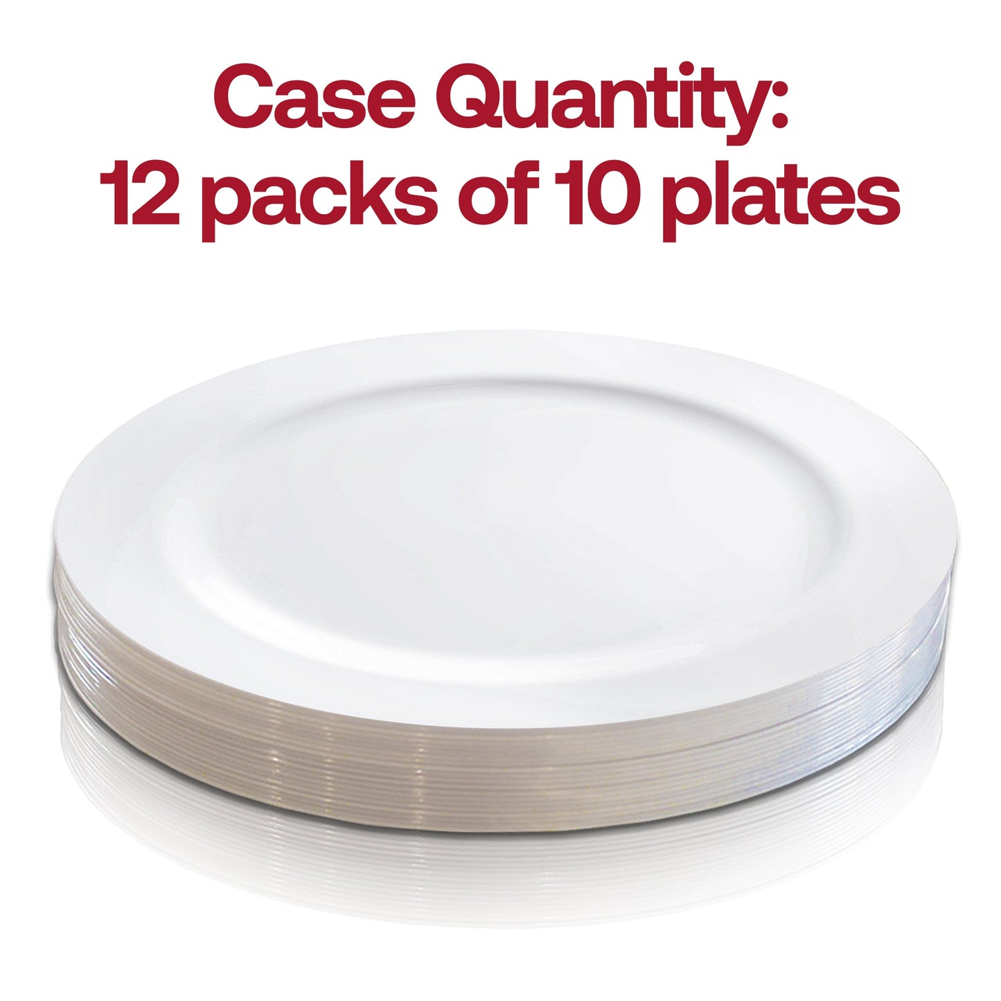 120-pack of solid white round plastic dinner plates