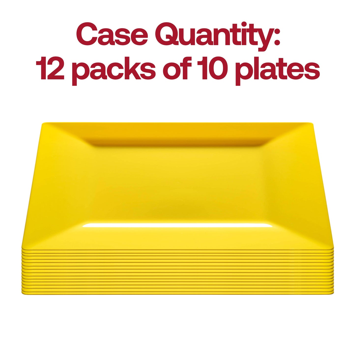 120-pack of yellow plastic cake plates with a modern square shape, 6.5 inches