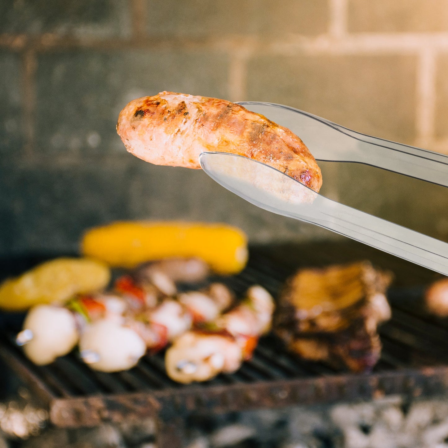 12" clear tongs were used to serve large portions at catered events.
