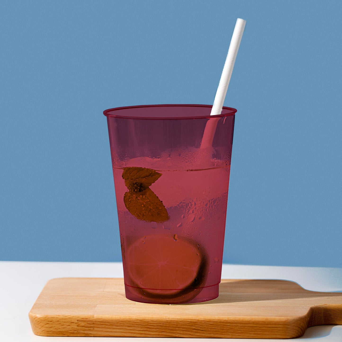 12 oz. clear red plastic cups designed for single-use convenience and reliable performance