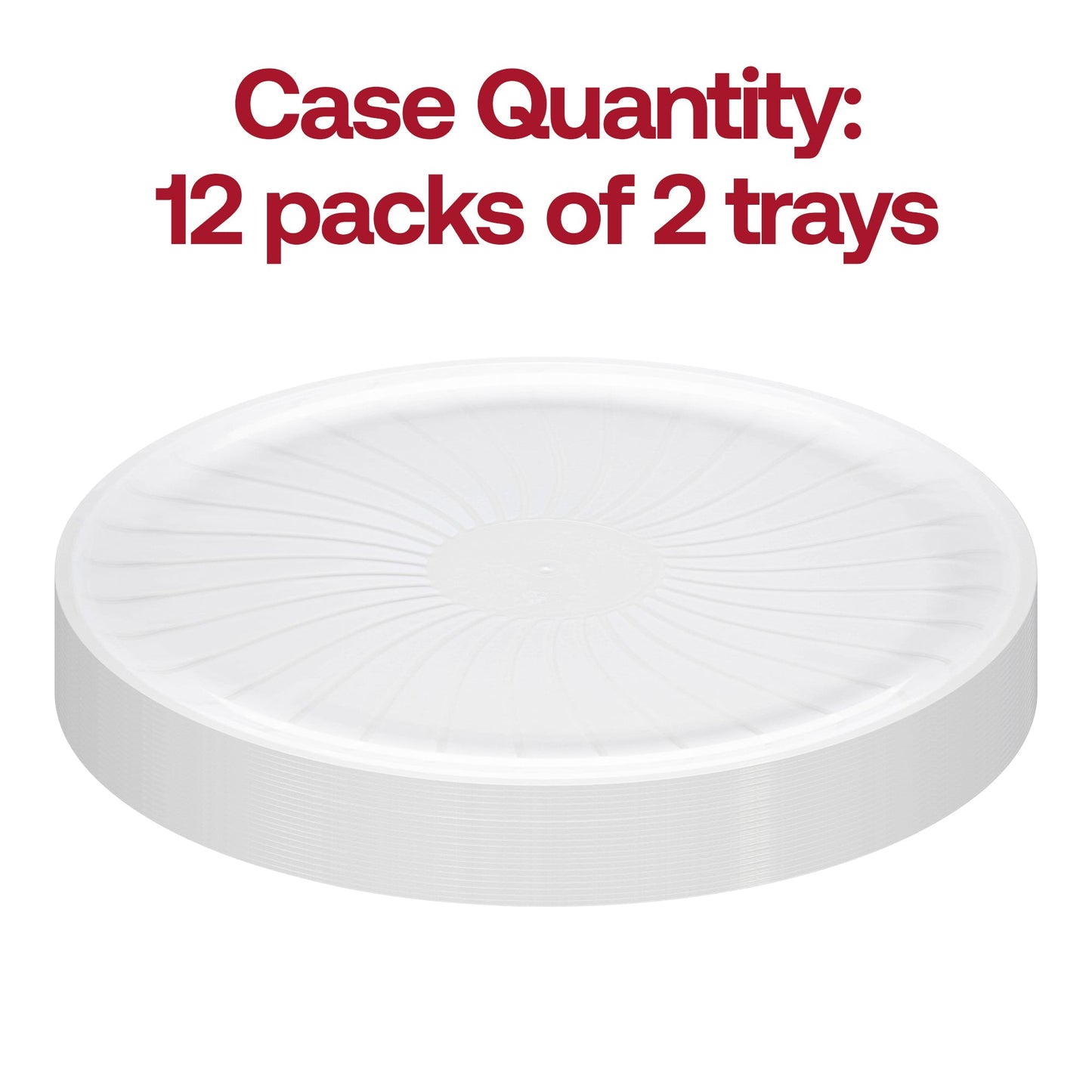 14-inch diameter clear pavilion round tray, spacious and ideal for displaying assorted food items