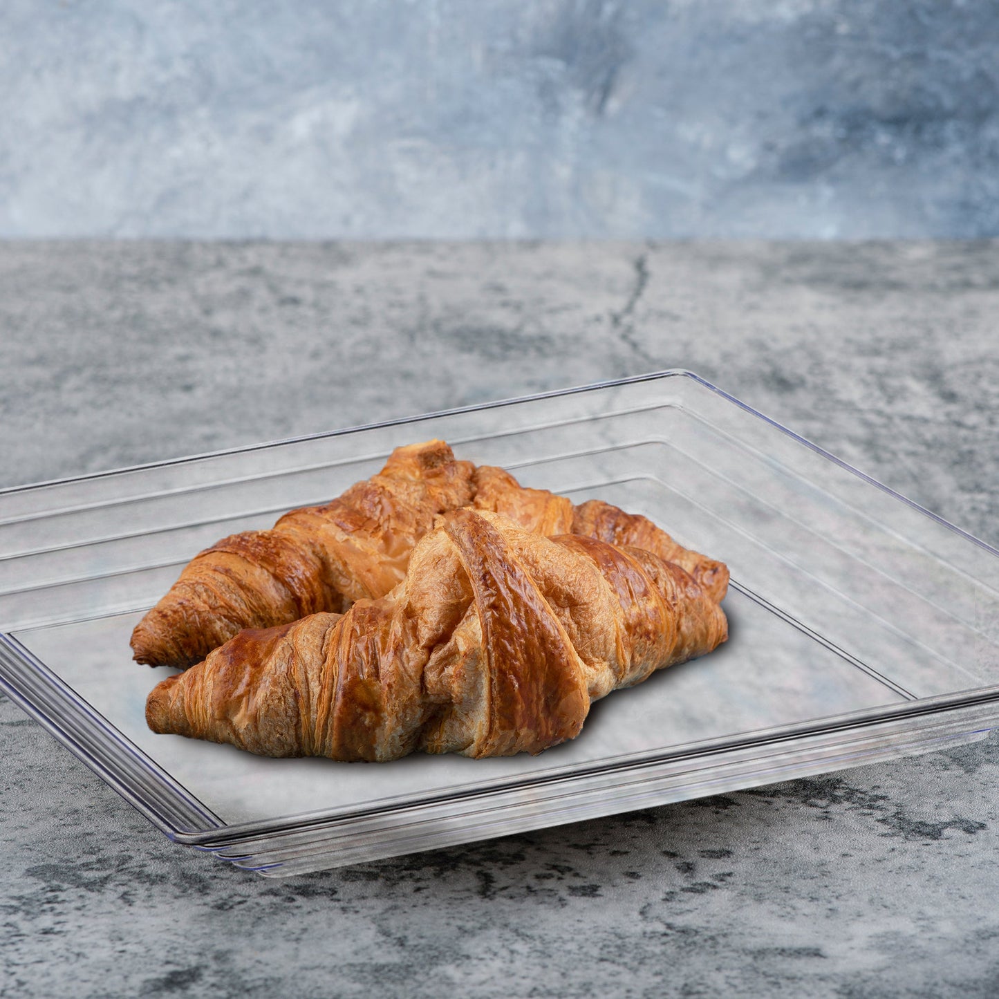 16" x 16" groove-rim trays presented bite-sized food elegantly at events.