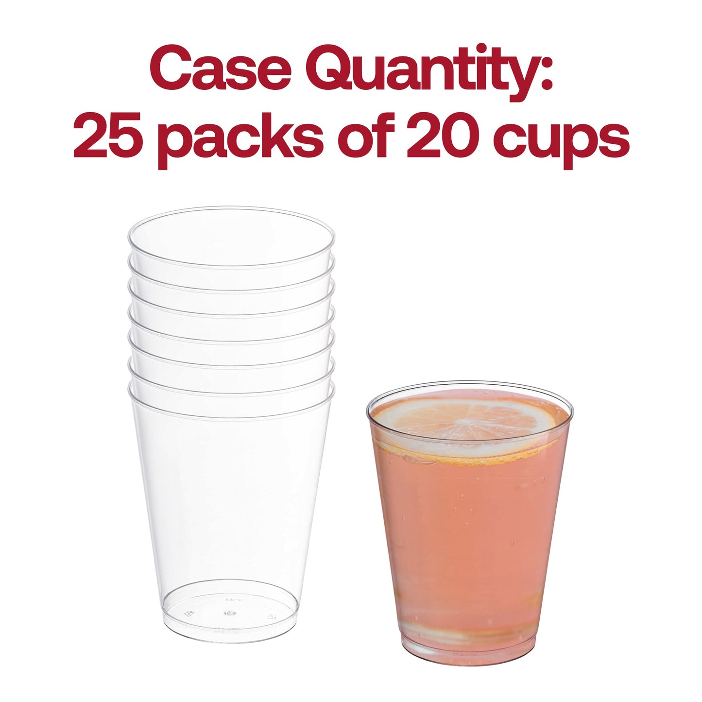 500-pack of crystal clear disposable plastic cups, round 8-ounce size, ideal for parties, weddings, and catering events