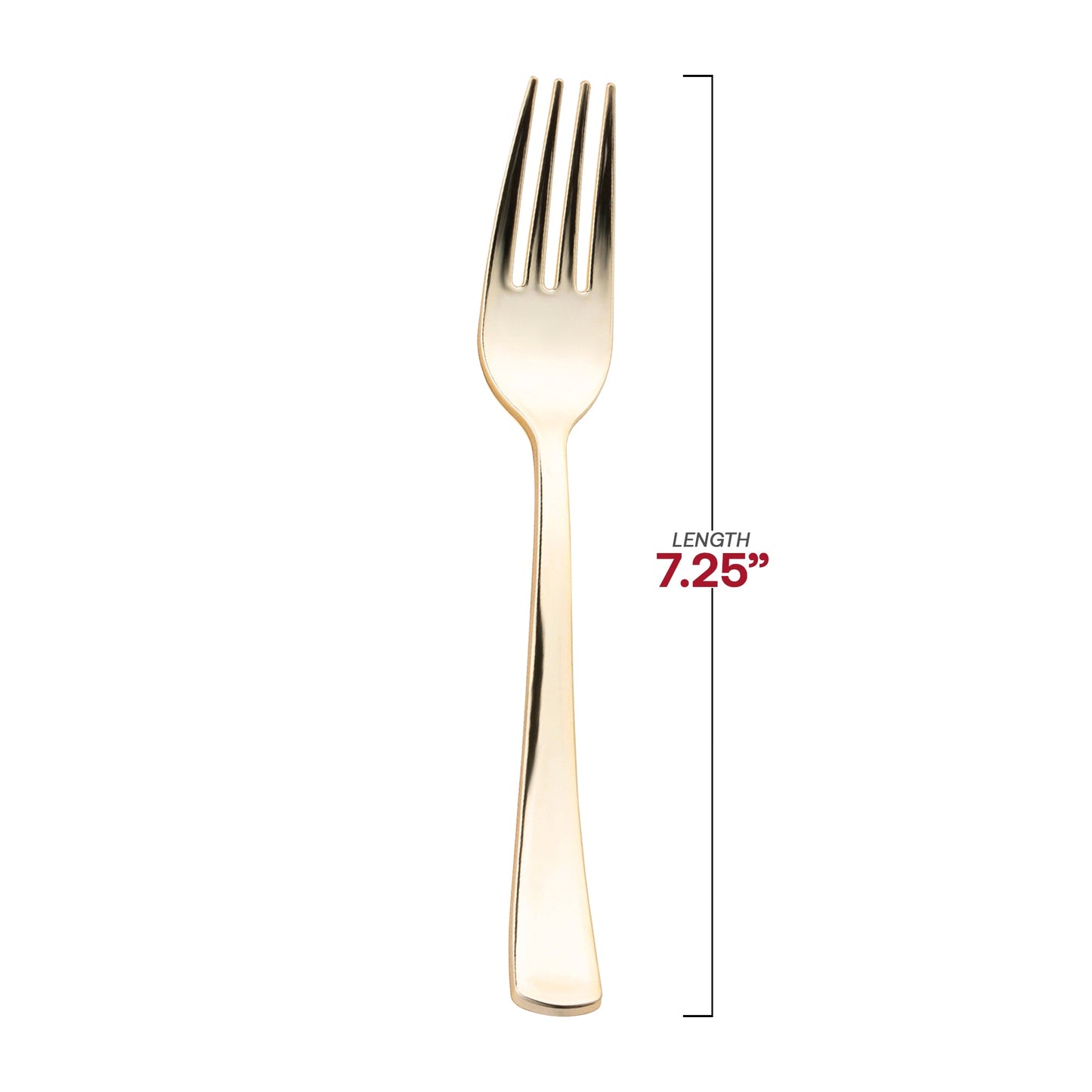 6.25-inch metallic gold plastic spoons, ideal for desserts, appetizers, or main courses at casual and formal events.