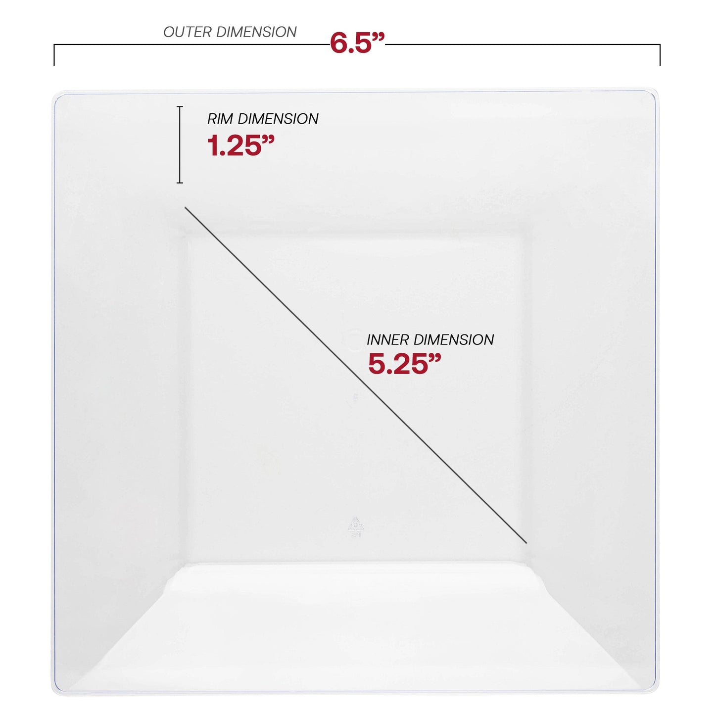 6.5-inch clear square cake plates made of durable plastic, disposable, set of 120