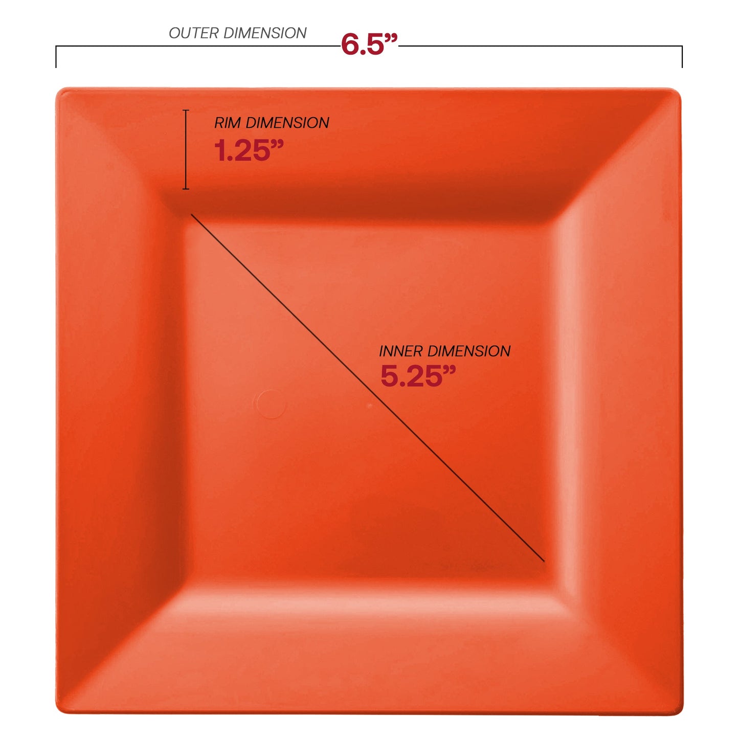 6.5-inch square cake plates in a vibrant tropical coral color, crafted from durable plastic