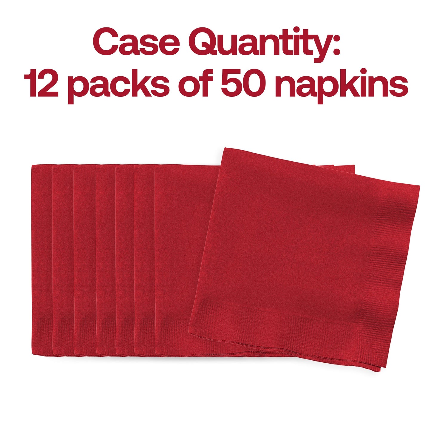 600-pack of disposable classic red beverage napkins, 10 x 10 inches each, ideal for bars, parties, and events.