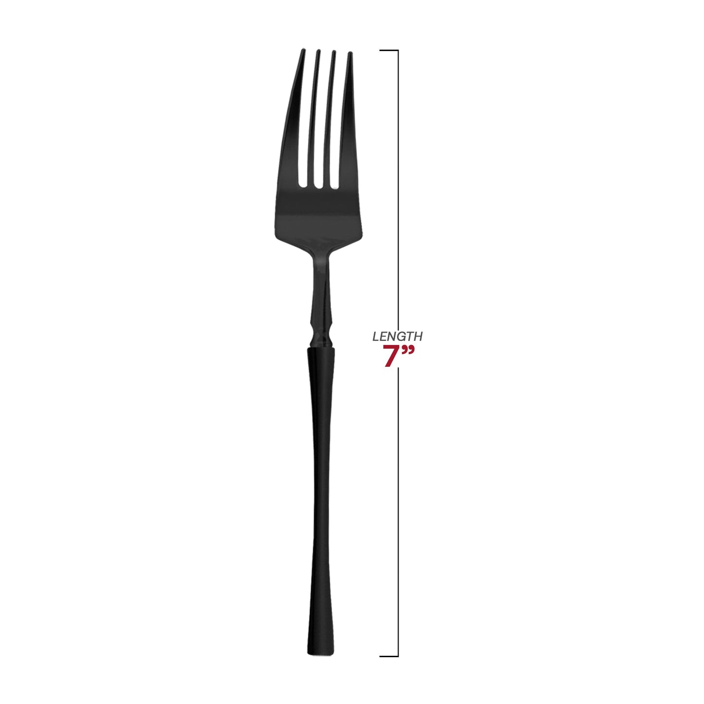 7-inch solid black disposable plastic dessert forks, sleek Moderno design, perfect for stylish dining and dessert servings