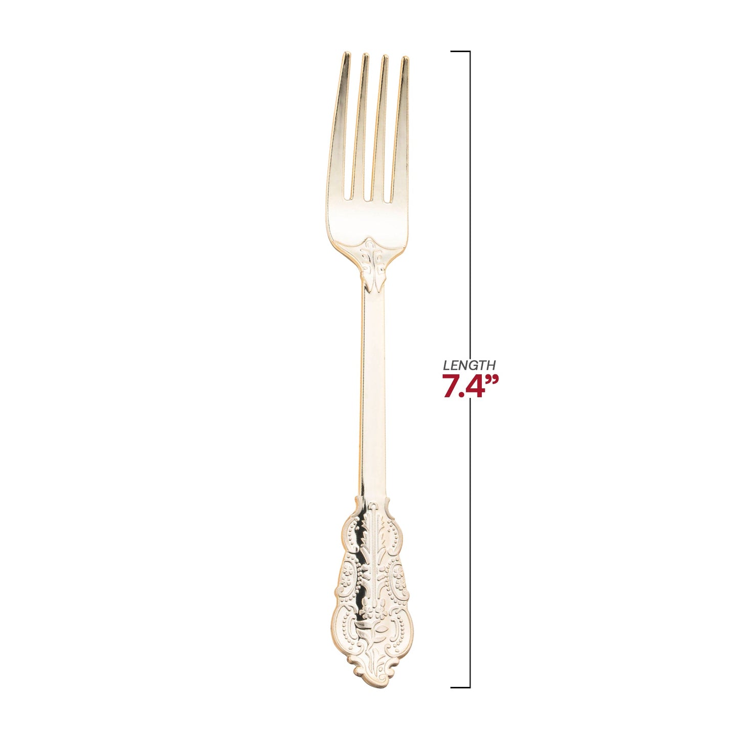 7.4-inch baroque-style gold plastic forks, disposable, 600-pack – Elegant forks with decorative detailing, perfect for large events and catering.