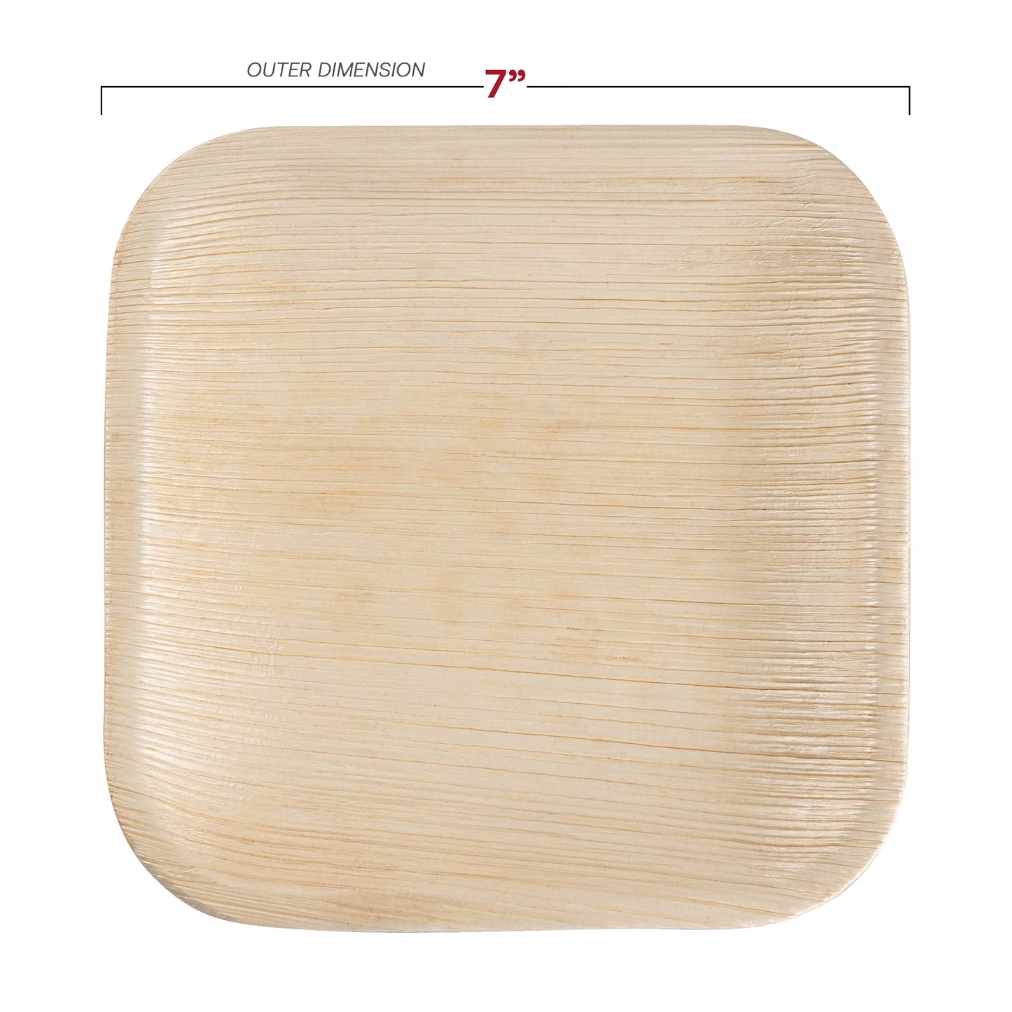 7.5-inch square appetizer plate made from palm leaves, ideal for serving starters or desserts with a natural flair