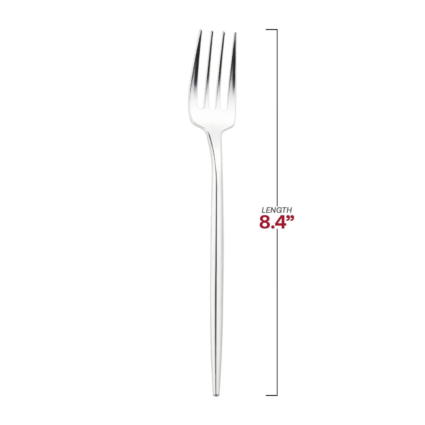 8.4" disposable dinner forks, 300-pack, featuring a high-end metallic finish for an elegant, real-silver appearance
