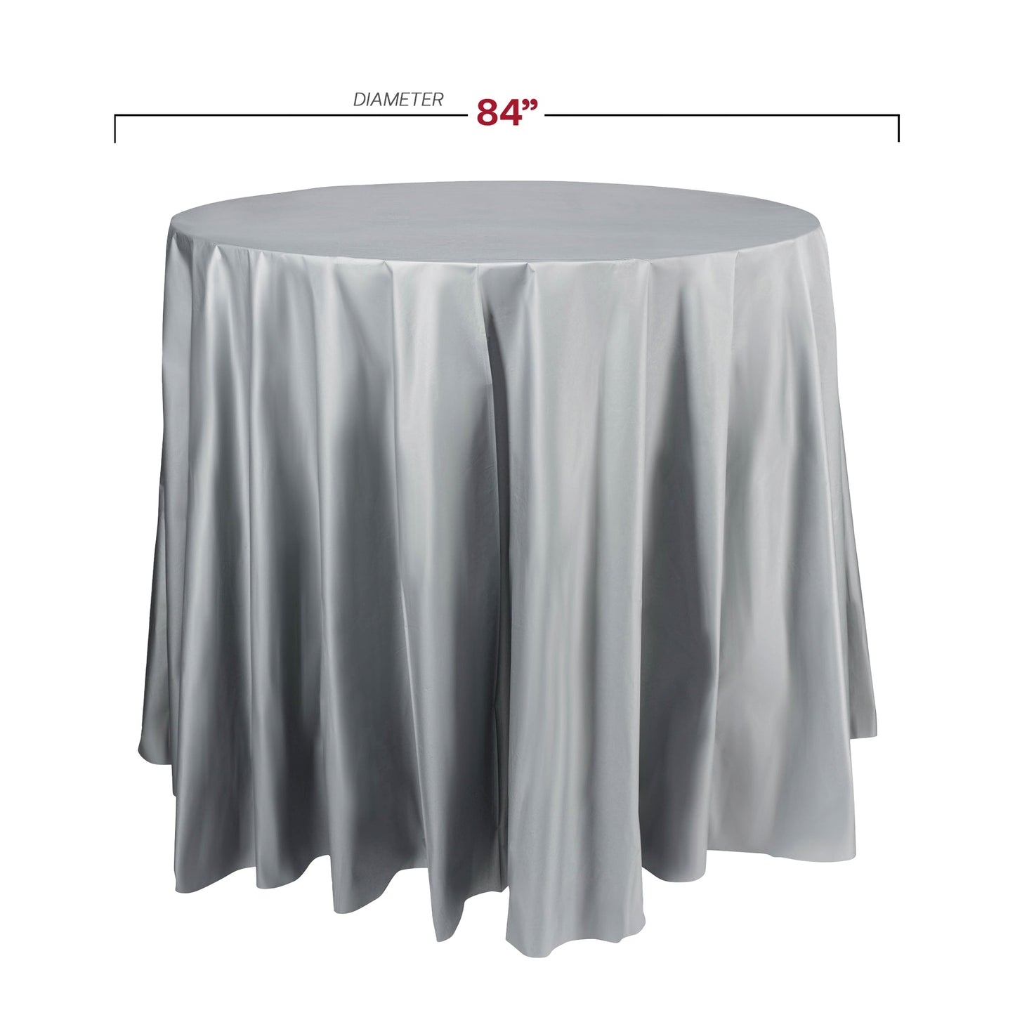 84-inch round silver disposable plastic tablecloths, great for banquets or outdoor gatherings, bulk case of 96.