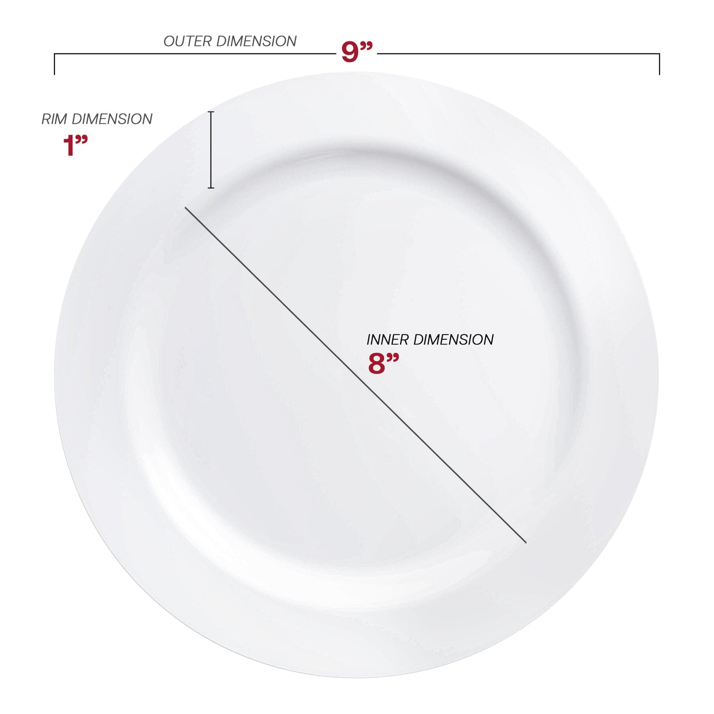 9-inch round white plastic buffet plates, 120-pack suitable for catering or gatherings