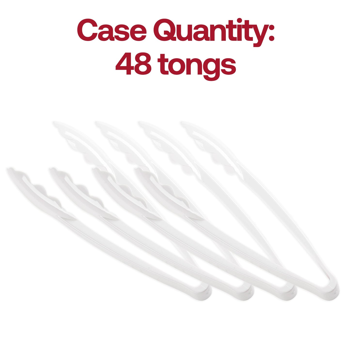 9-inch white plastic serving tongs with a 0.75-inch width, perfect for handling food