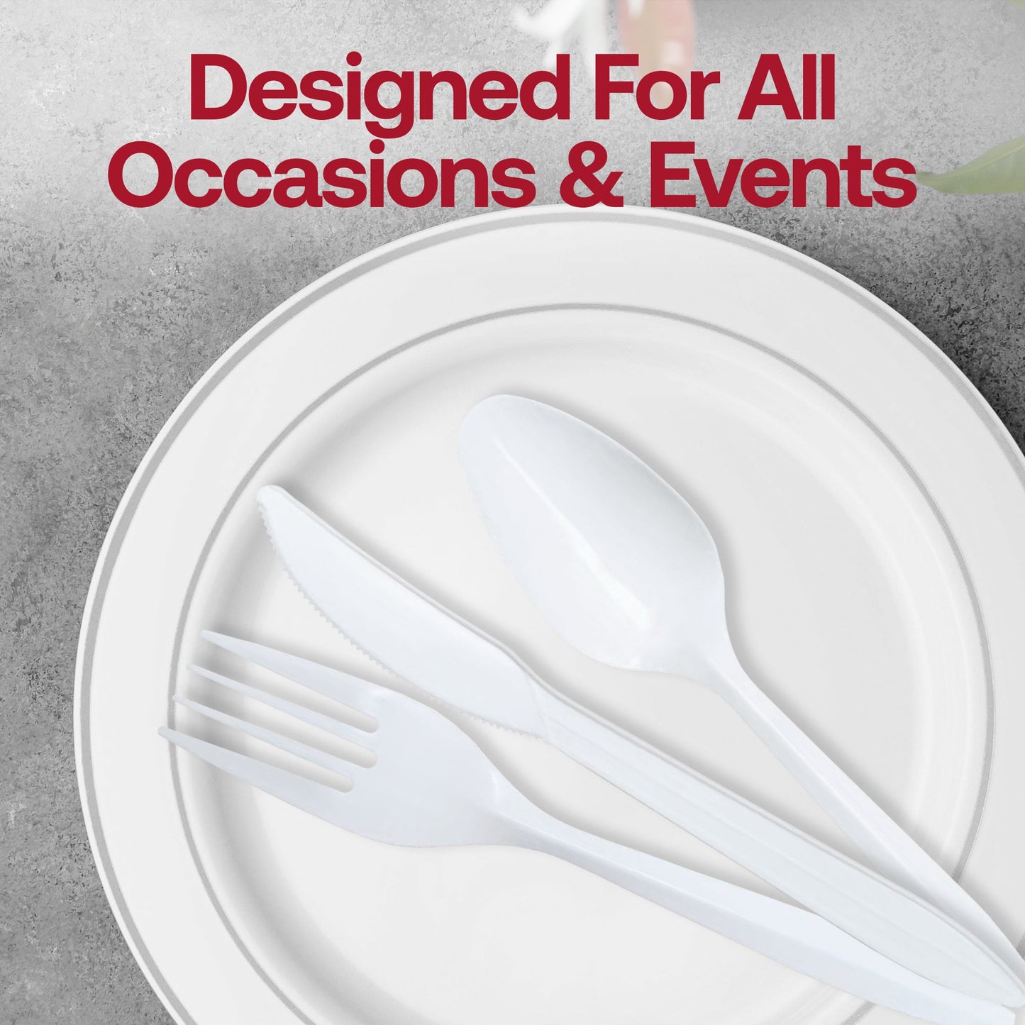 A complete set of white utensils offers simplicity and function for fast food or takeout
