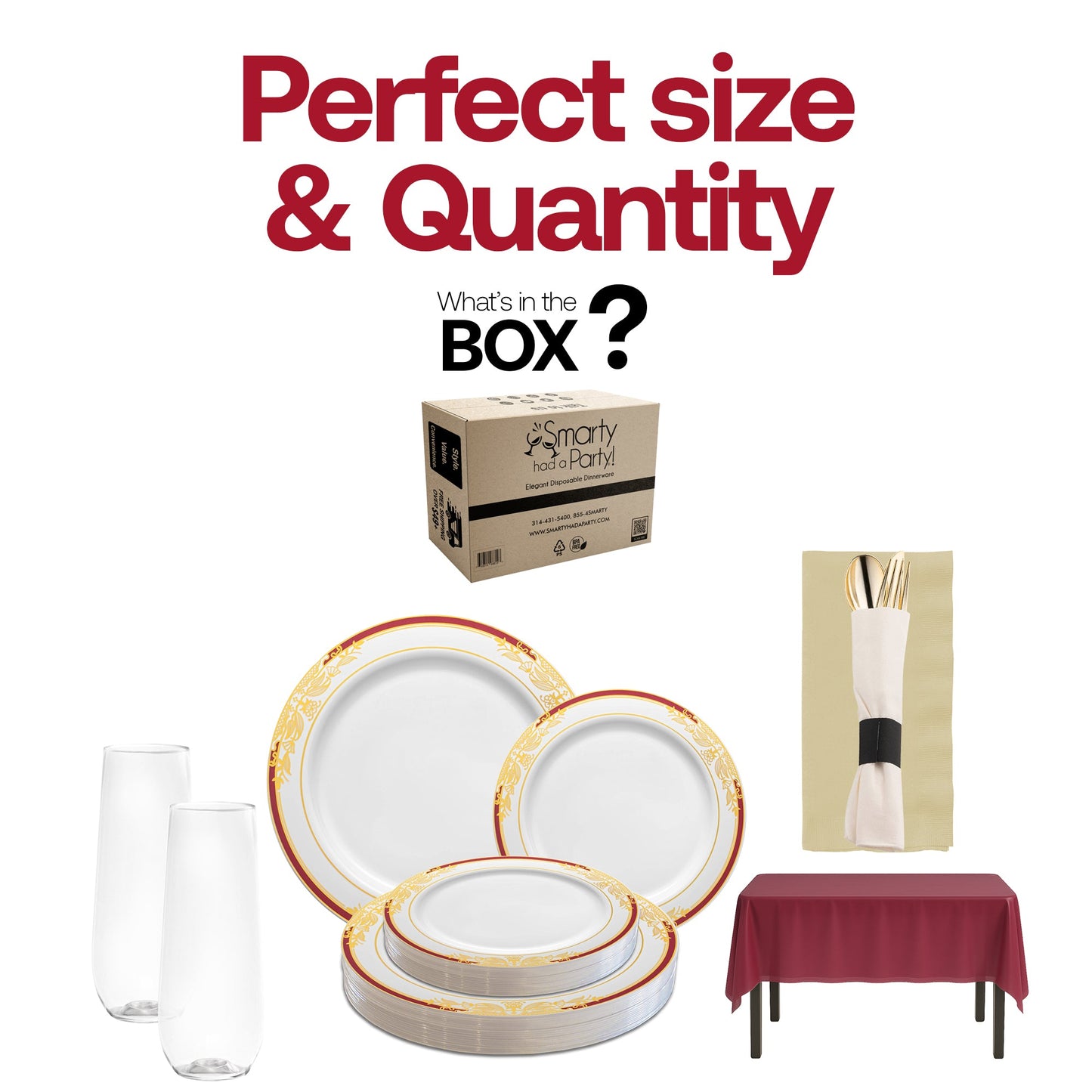 A stylish New Year's Eve table set with the Kiss at Midnight disposable dinnerware.