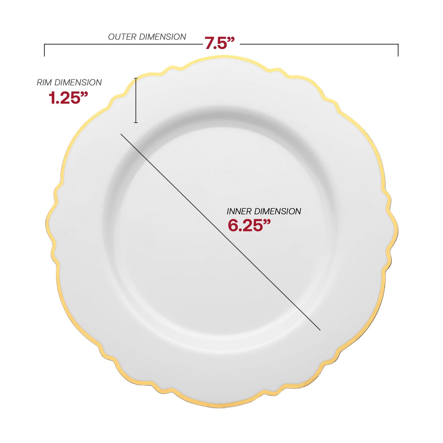 Appetizer plate dimensions: 7.5" round, perfect for smaller portions and snacks