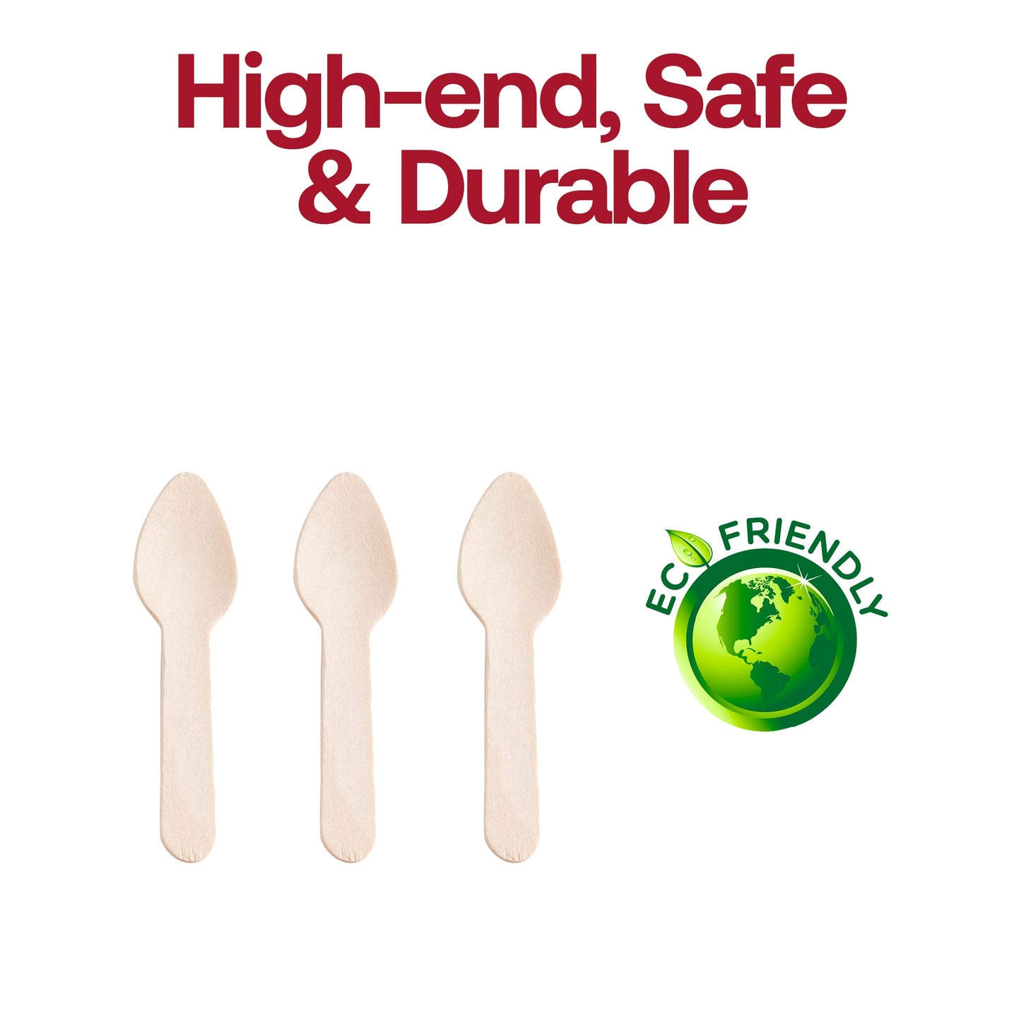 BPA-free 3-inch natural birch mini dessert spoons, eco-friendly and safe for food use, ideal for sustainable dining