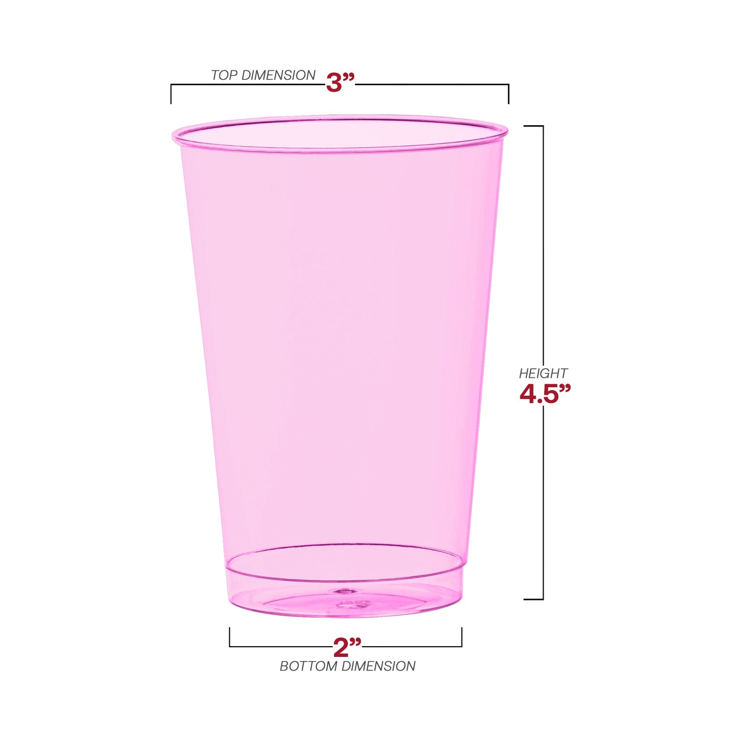 BPA-free clear pink plastic party cups ensure safe sipping with style at weddings or showers