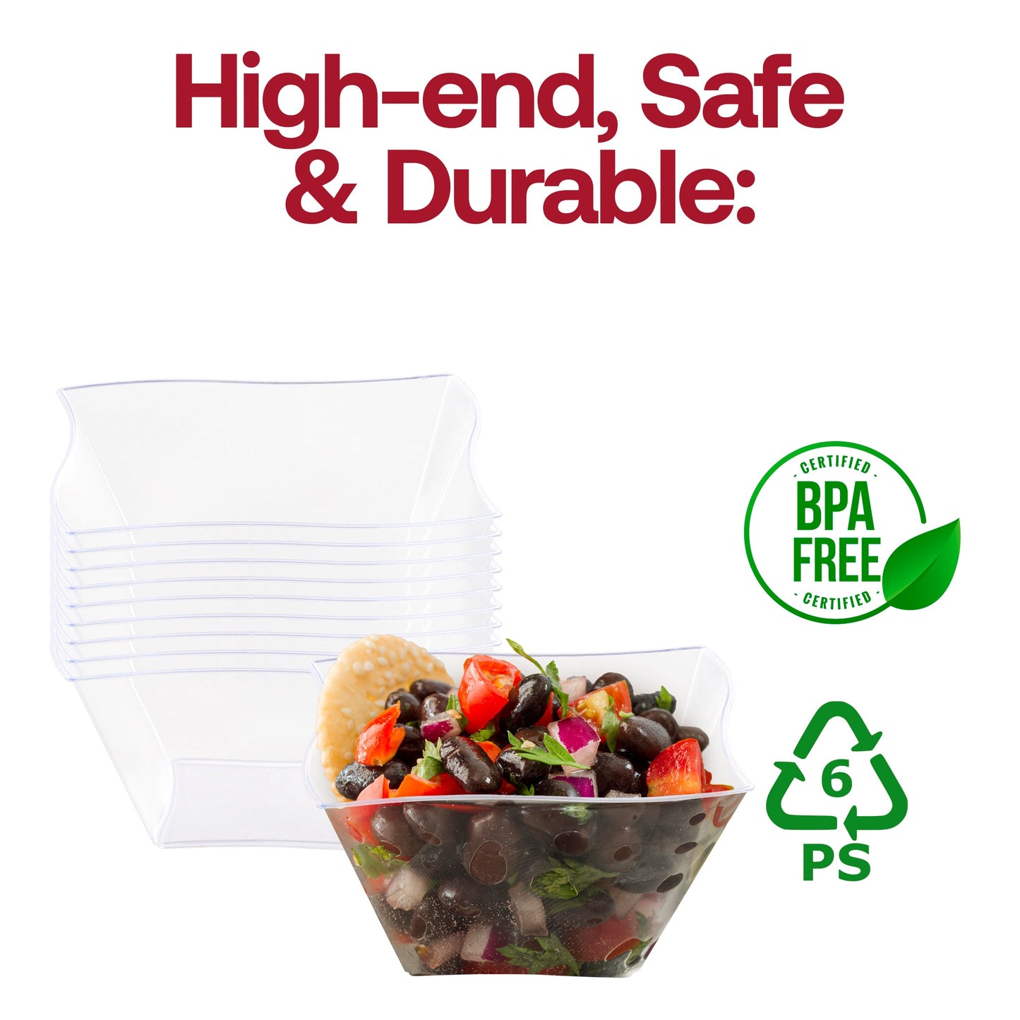 BPA-free clear wave plastic soup bowls, 14 oz size, safe for food use and perfect for serving hot or cold dishes