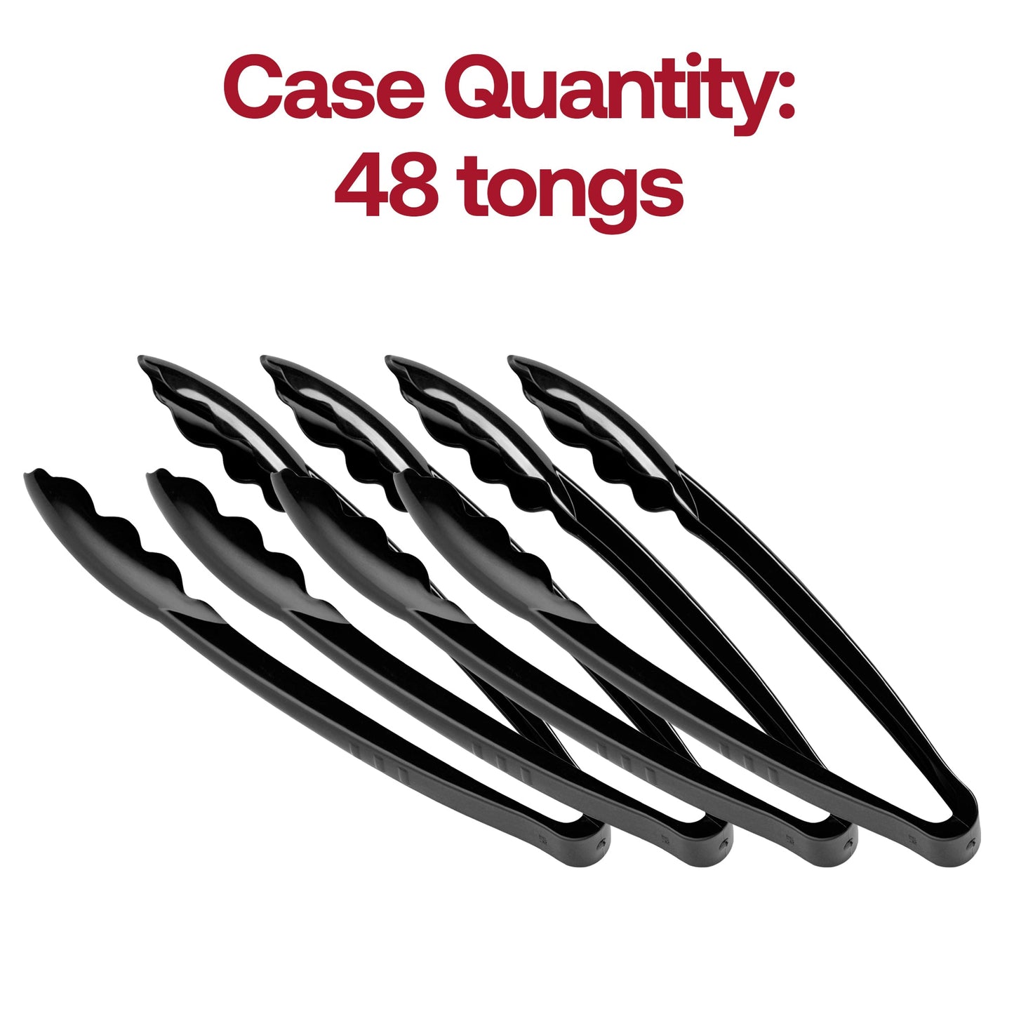 Black disposable plastic serving tongs, BPA-free for safe use at parties and gatherings