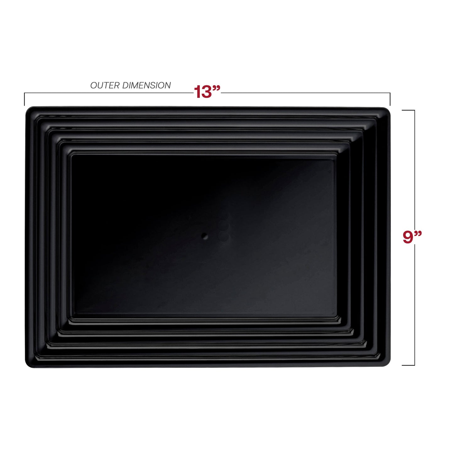 Black plastic serving tray made from BPA-free material, ideal for safe and eco-conscious food service