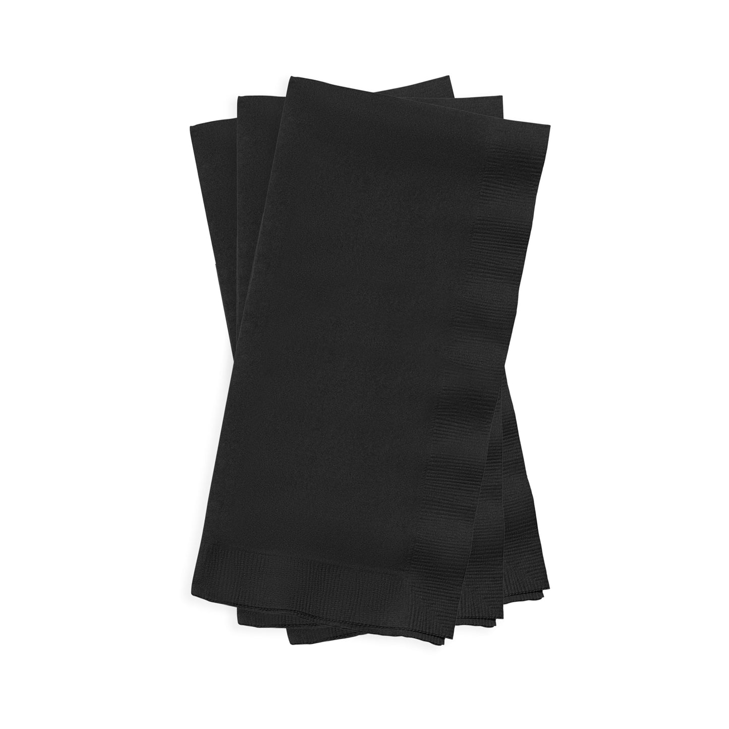 Black velvet paper napkin with upscale feel and deep black tone, perfect for formal events, 16 x 16 inches, 600-pack.
