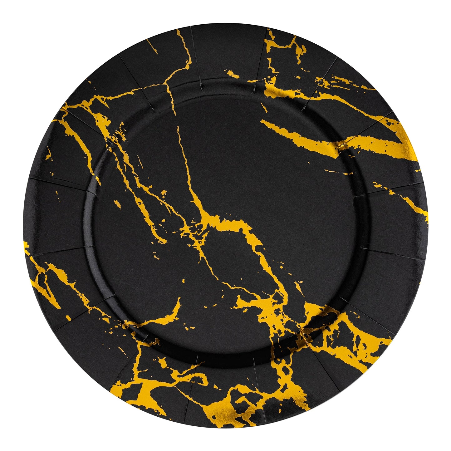 Black with gold marble disposable round paper charger plates