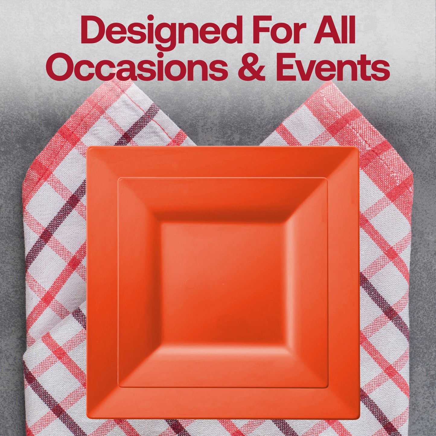 Bright tropical coral square dessert plates, 6.5-inch size, lightweight and disposable
