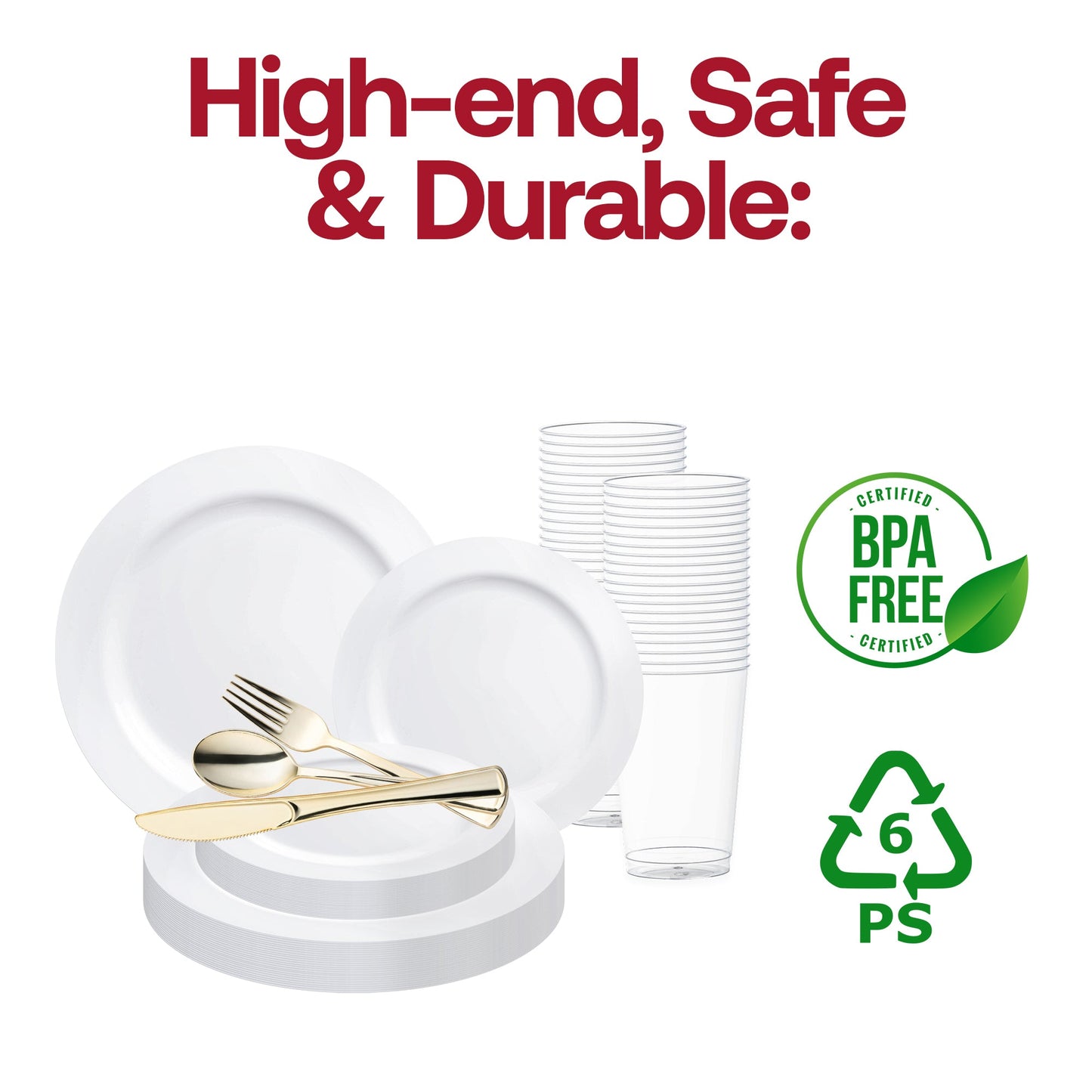 Bring timeless elegance to your celebration with the Solid White Economy Round Disposable Plastic Wedding Value Set, ideal for creating a clean and polished tablescape