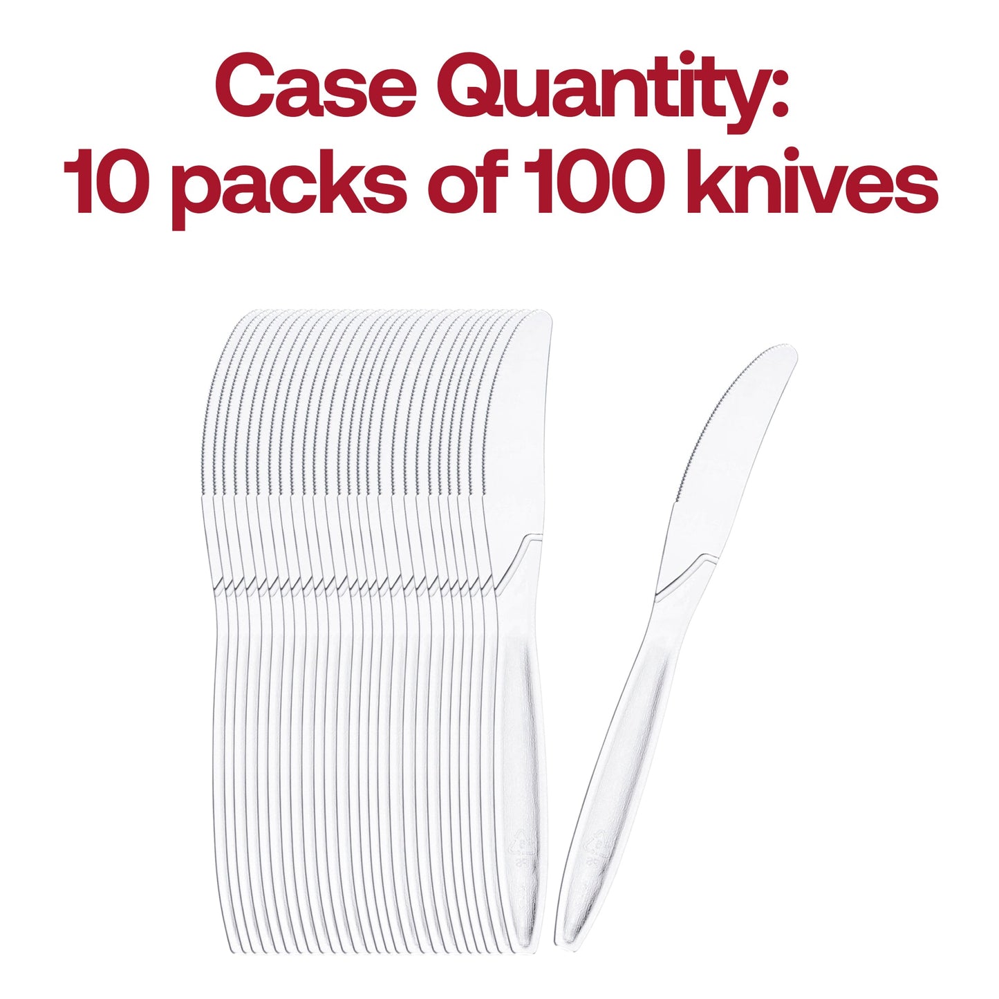 Bulk pack of 1,000 disposable clear plastic knives, perfect for large gatherings, buffets, and food service