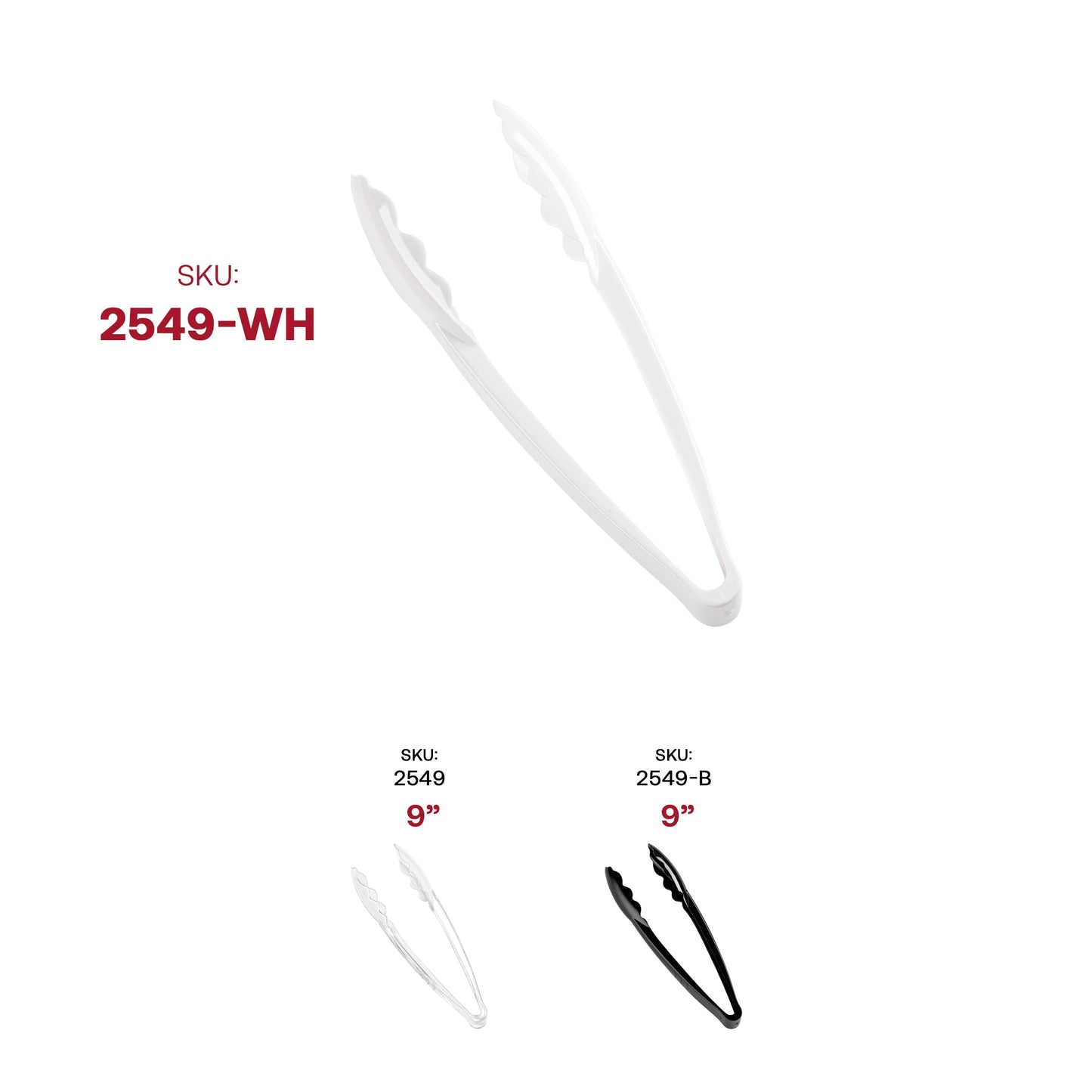 Case of 48 white disposable plastic serving tongs, ideal for large gatherings and catering services.