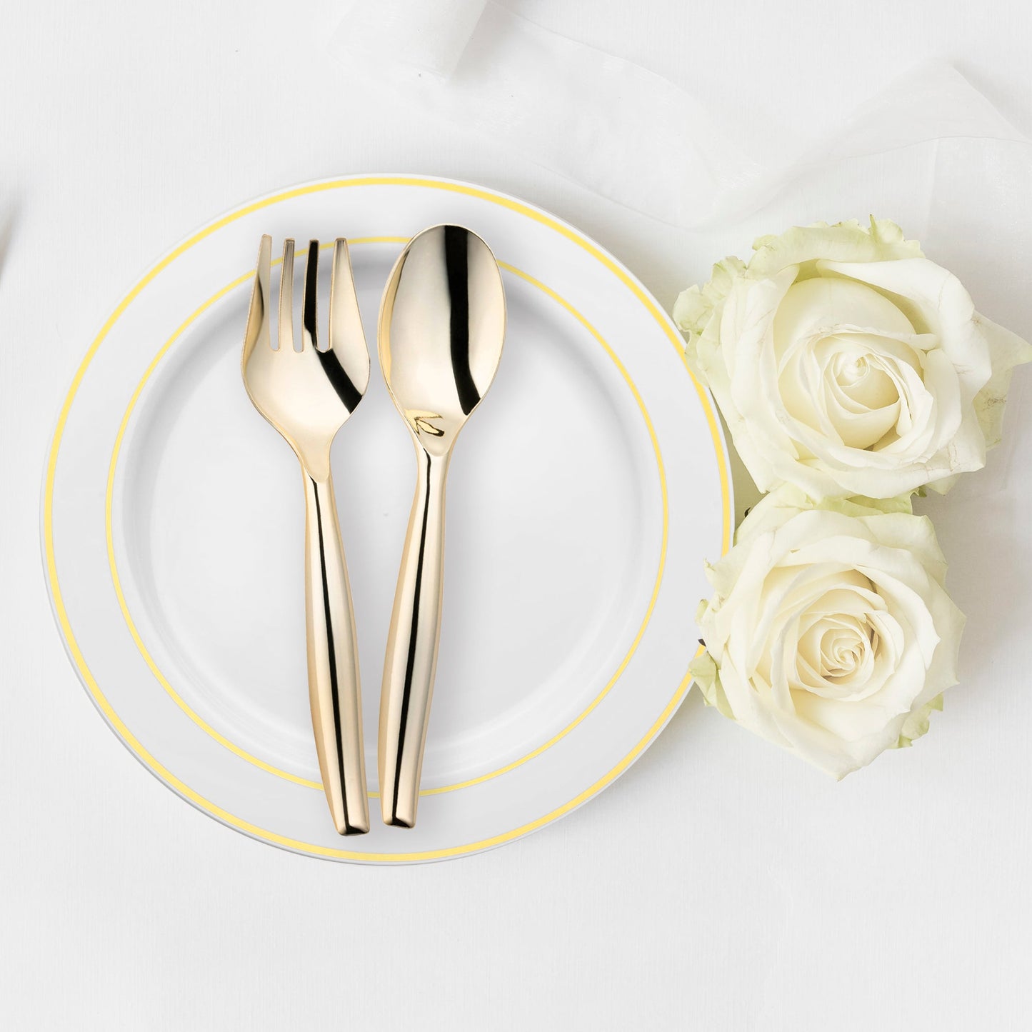 Chic disposable gold plastic serving utensils, 9.75 inches, pack of 60, perfect for holiday gatherings and events