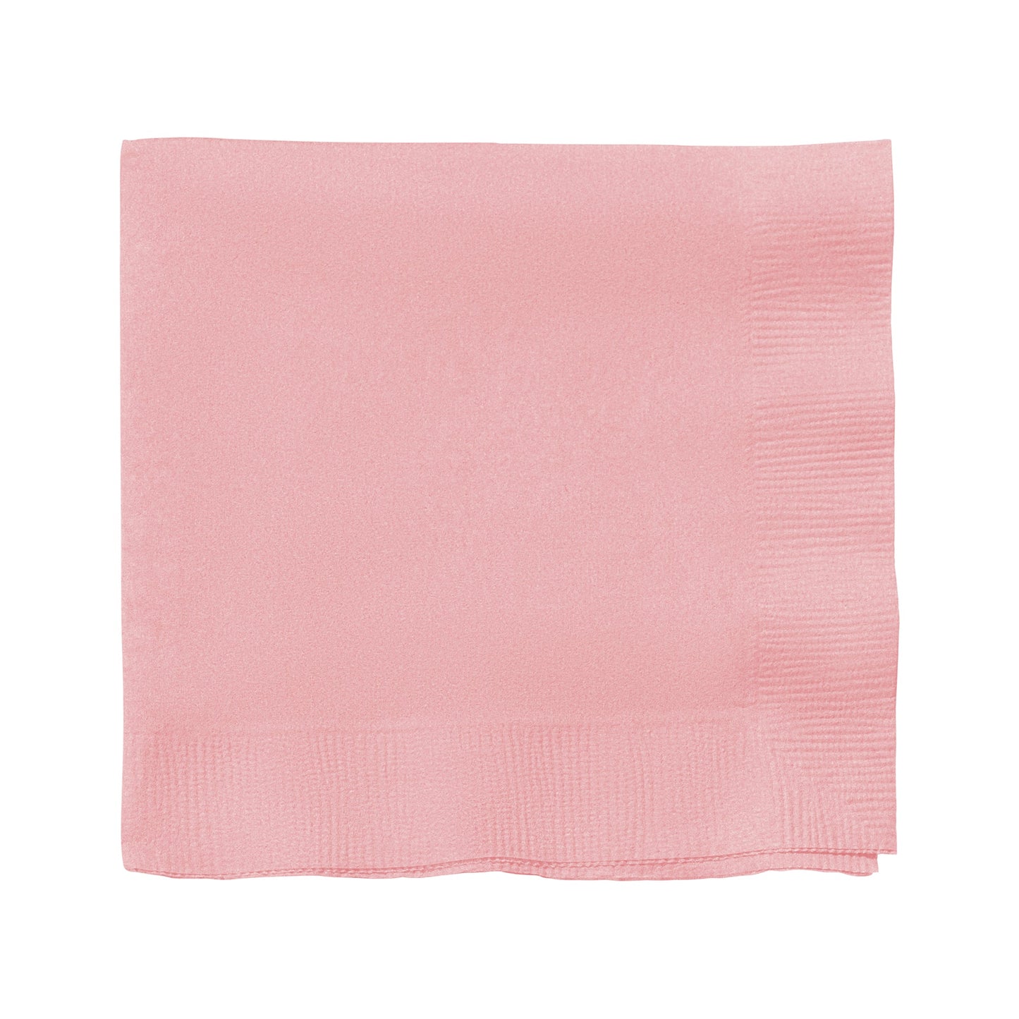 Classic pink paper cocktail napkins with 10" x 10" unfolded size, ideal for drinks and parties; pack includes 600 disposable napkins