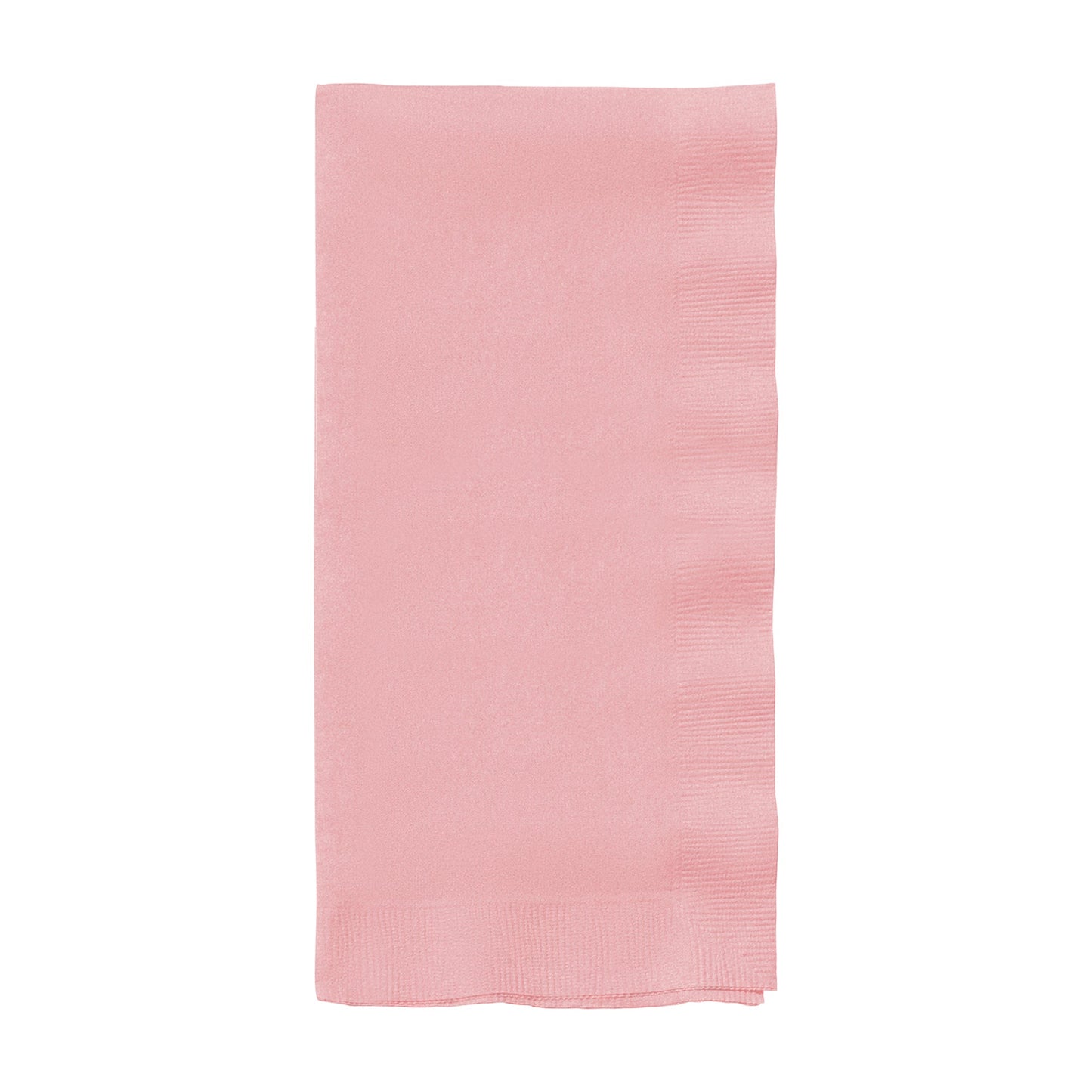 Classic pink paper dinner napkins, 16" x 16", soft, absorbent, and durable, adding a touch of elegance to any meal.