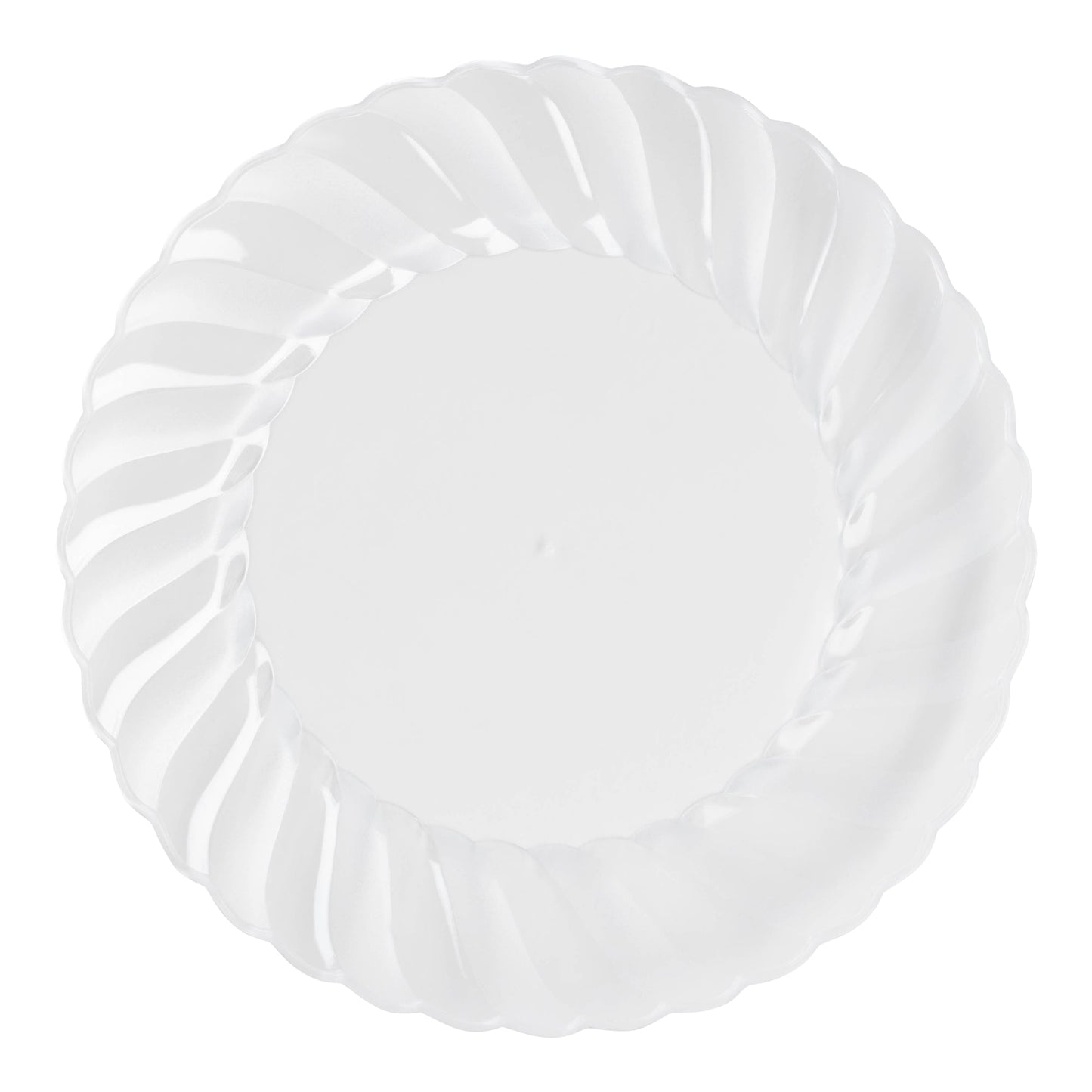 Clear flair plastic buffet plates, 9-inch diameter, pack of 180