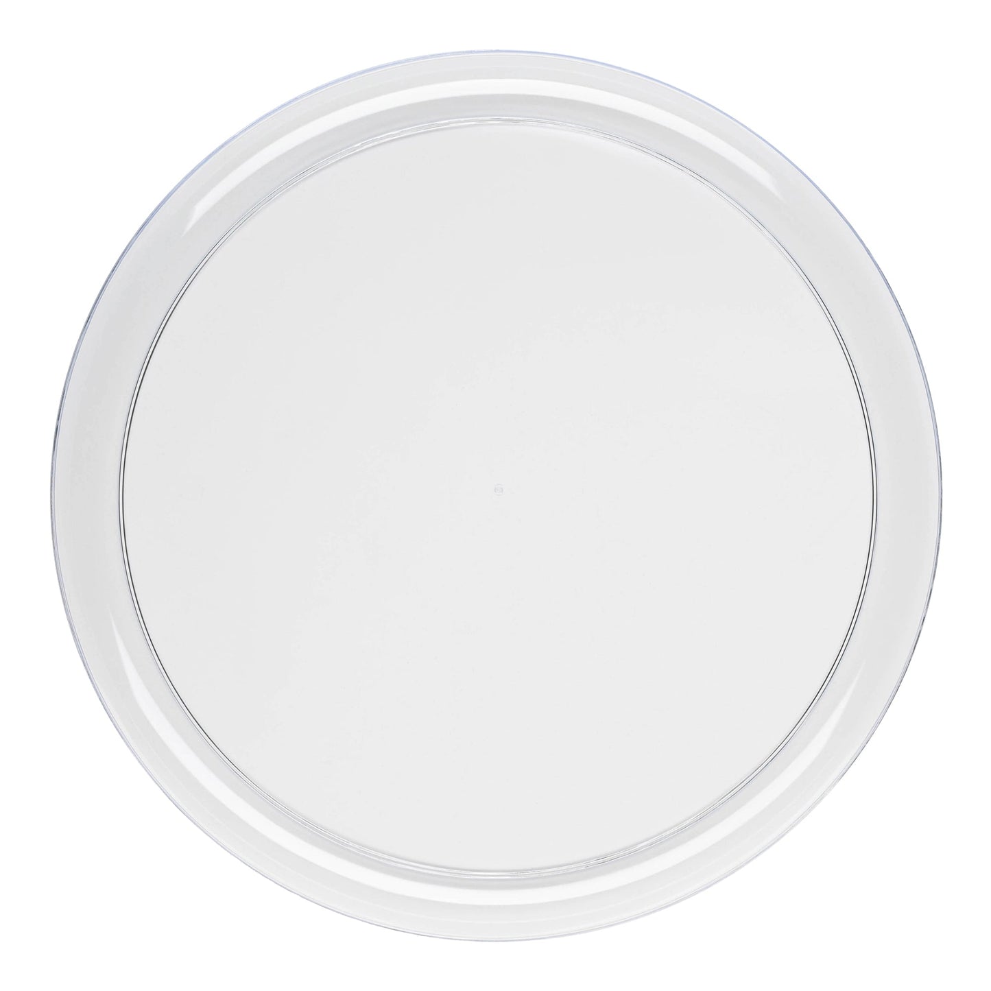 Clear flat round disposable plastic dinner plates, 10-inch diameter, 120-pack