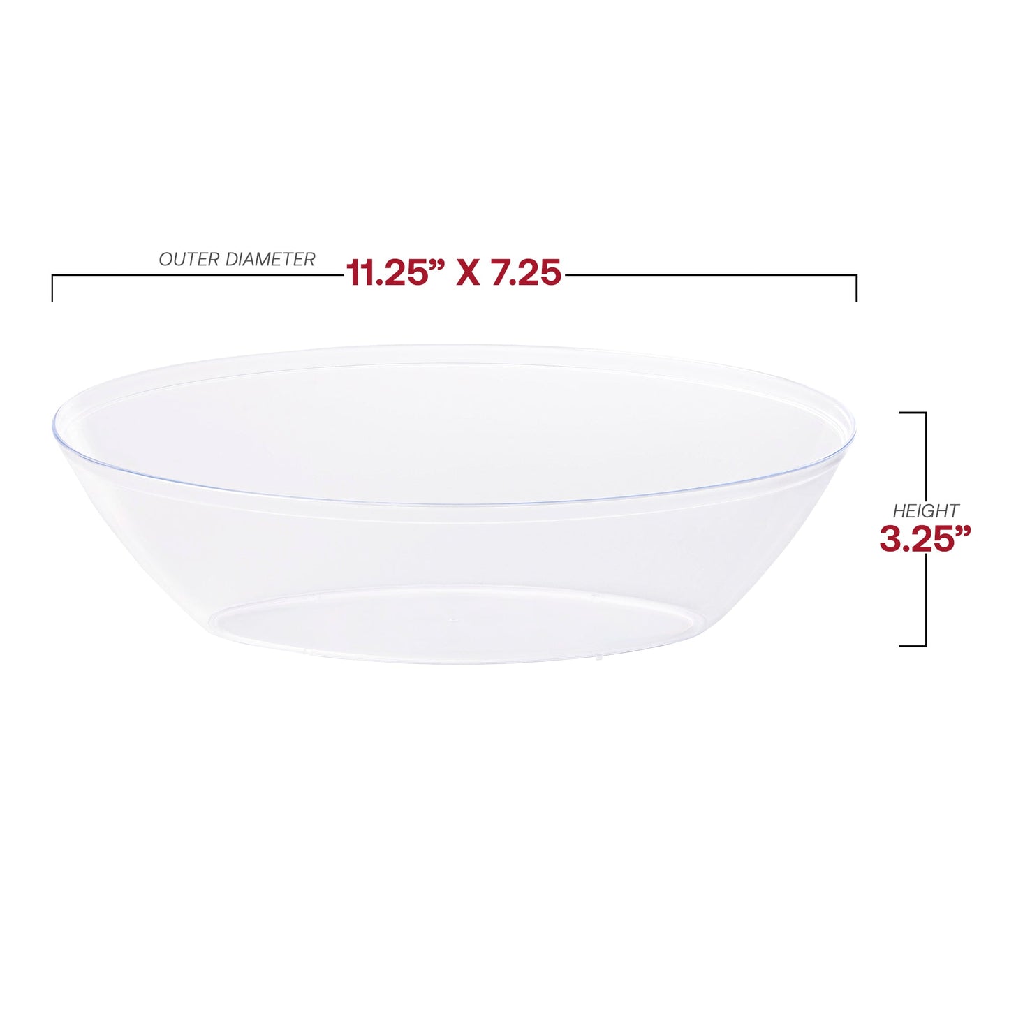 Clear oval serving bowl containing a colorful pasta salad, perfect for large family meals or events