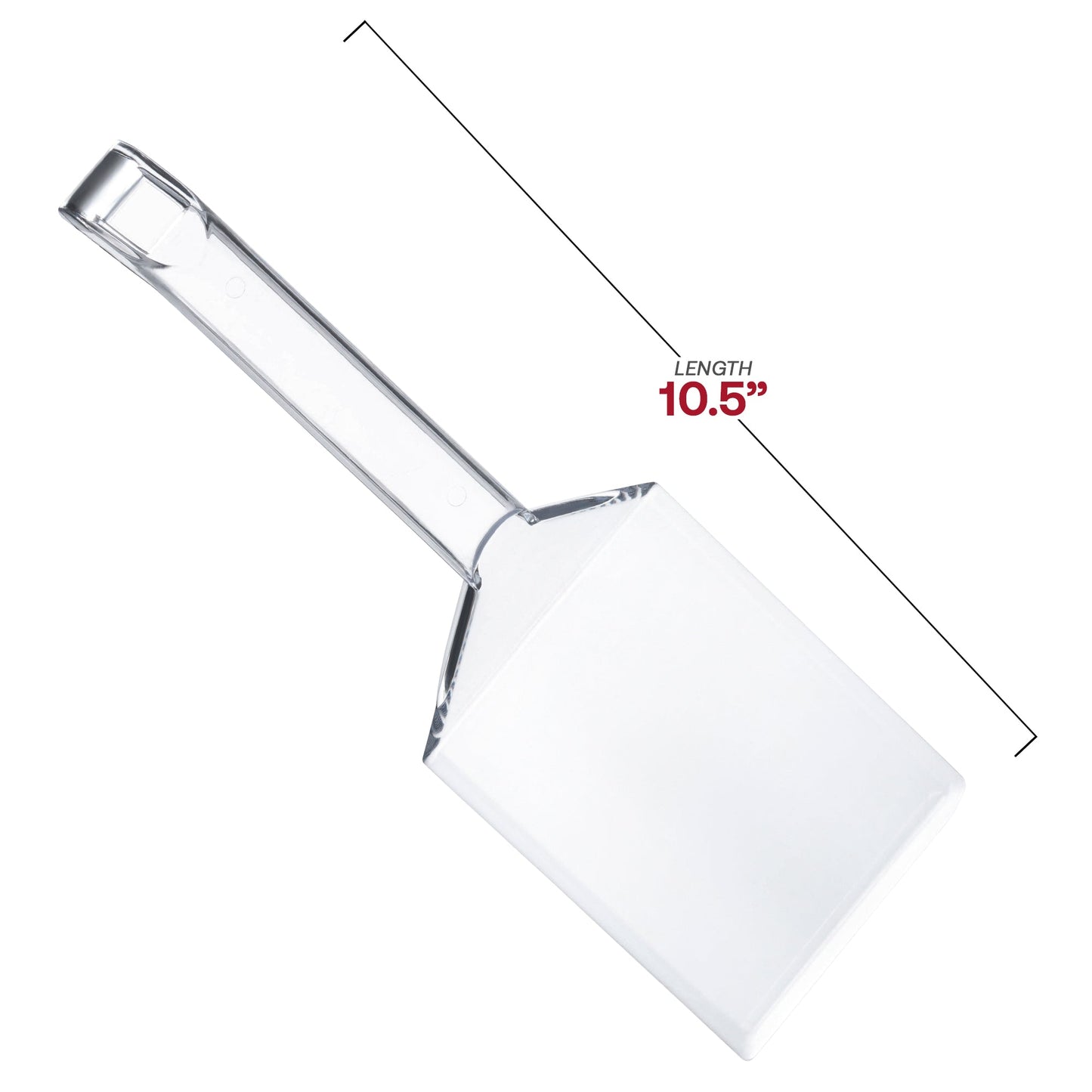 Clear plastic serving spatula, BPA-free and safe for food handling at parties and events