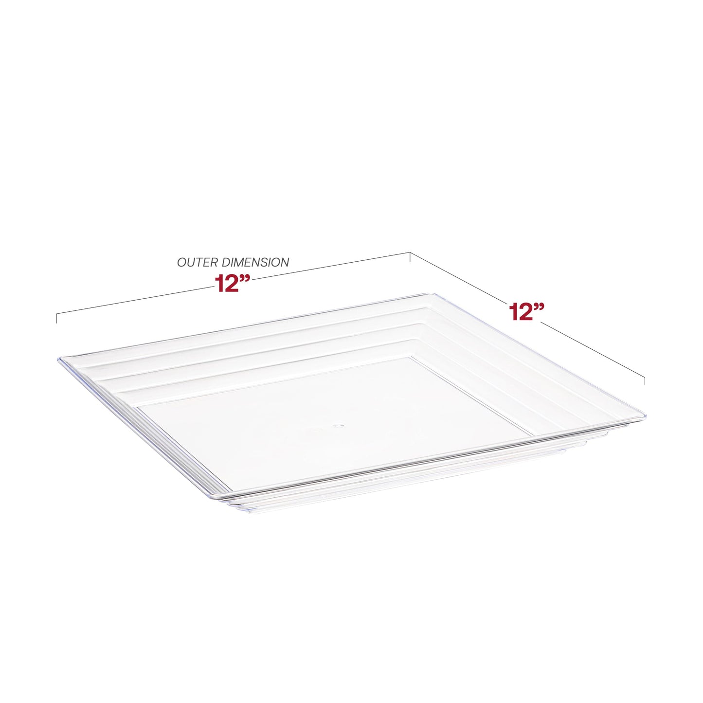 Clear plastic serving tray made from BPA-free, recyclable material, ideal for safe and eco-friendly food service