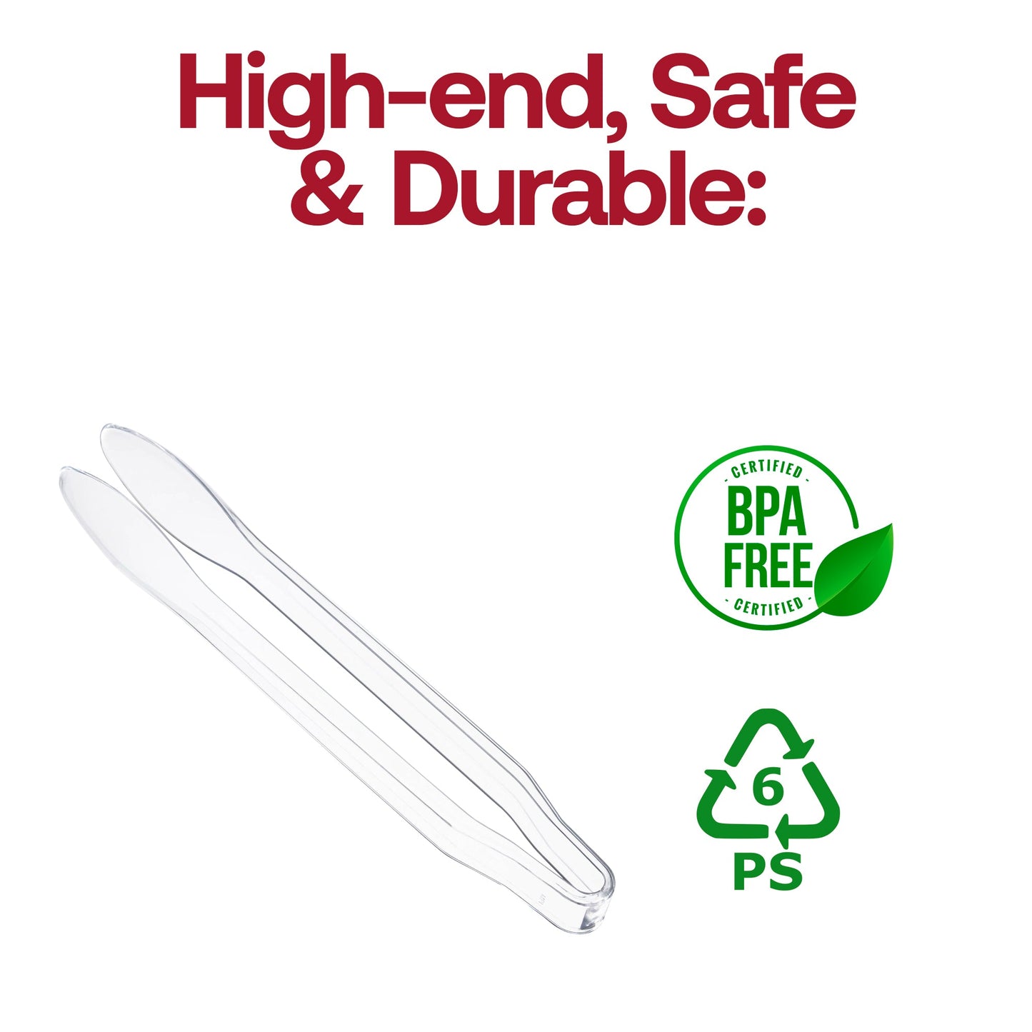 Clear plastic tongs used at a stylish buffet table, perfect for all occasions and event types