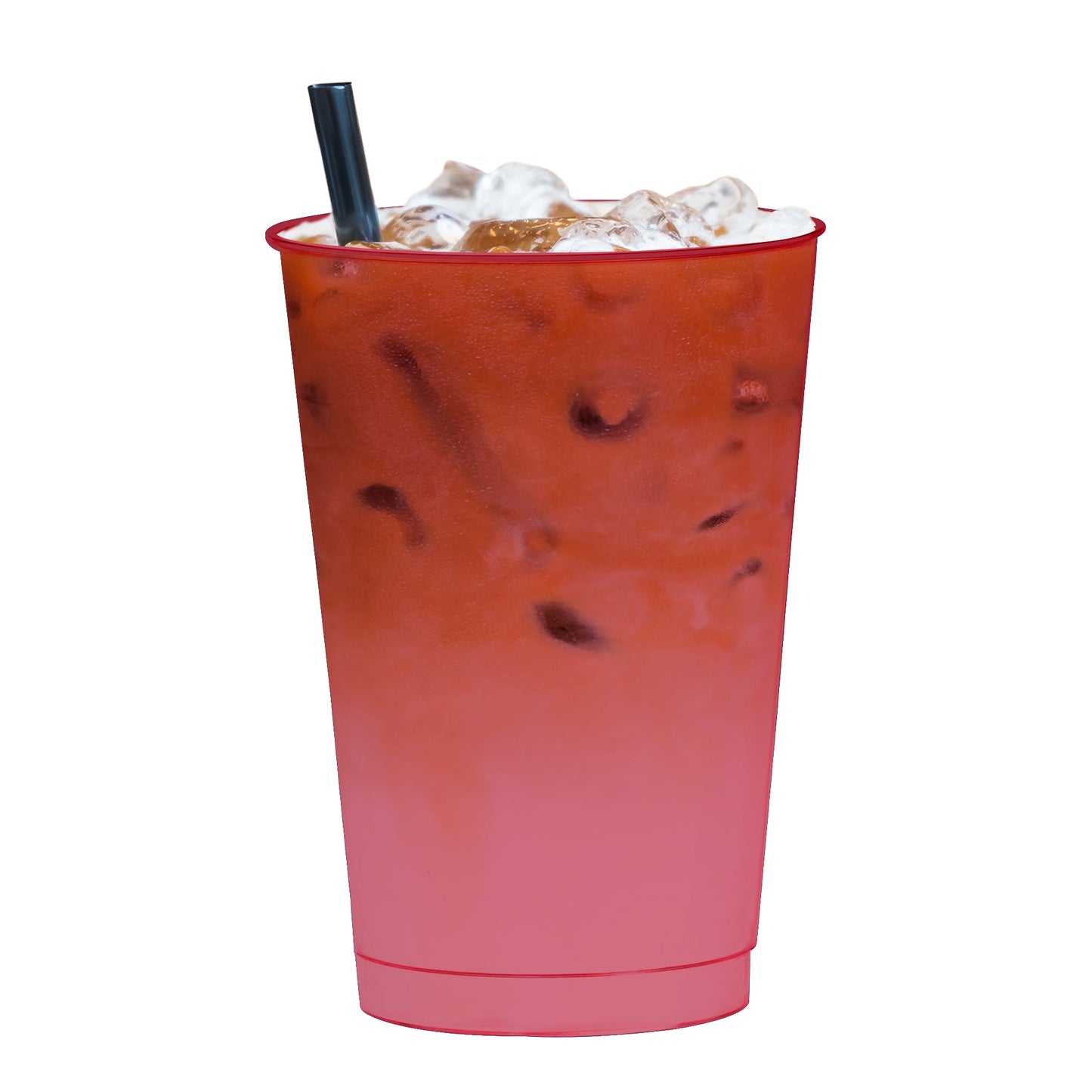 Clear red disposable cups offer a colorful drinkware option for themed events or holiday celebrations