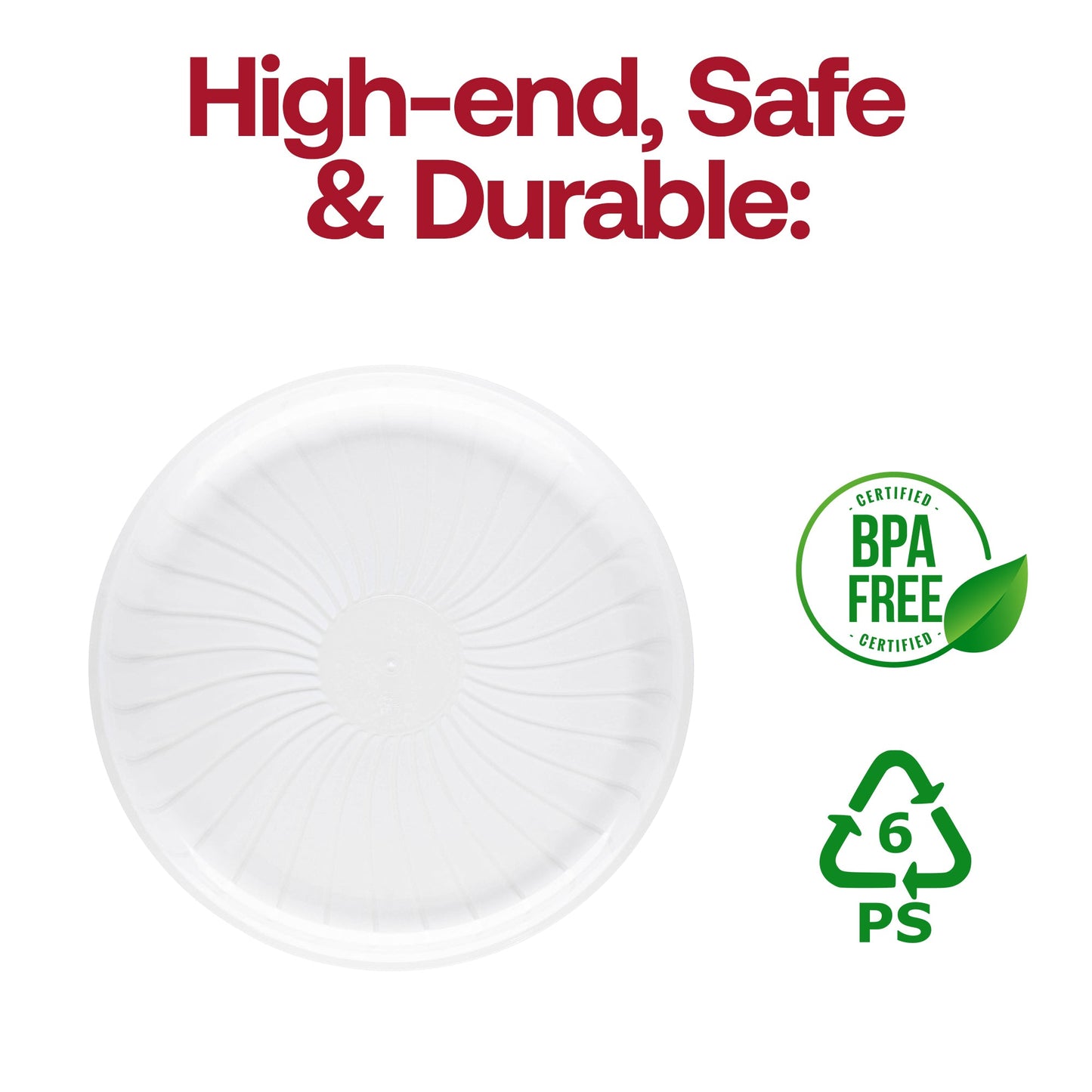 Clear round pavilion tray used at a formal buffet, presenting a variety of party snacks beautifully