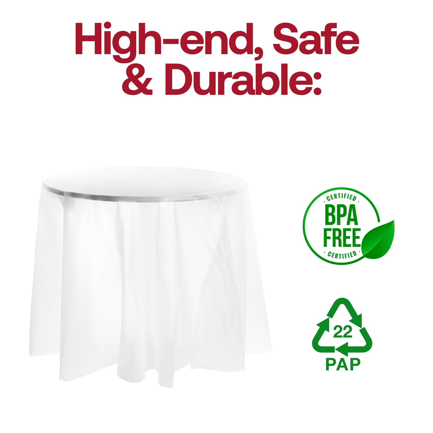 Clear round plastic tablecloth, 84", BPA-free and food-safe, perfect for protecting tables at events and gatherings